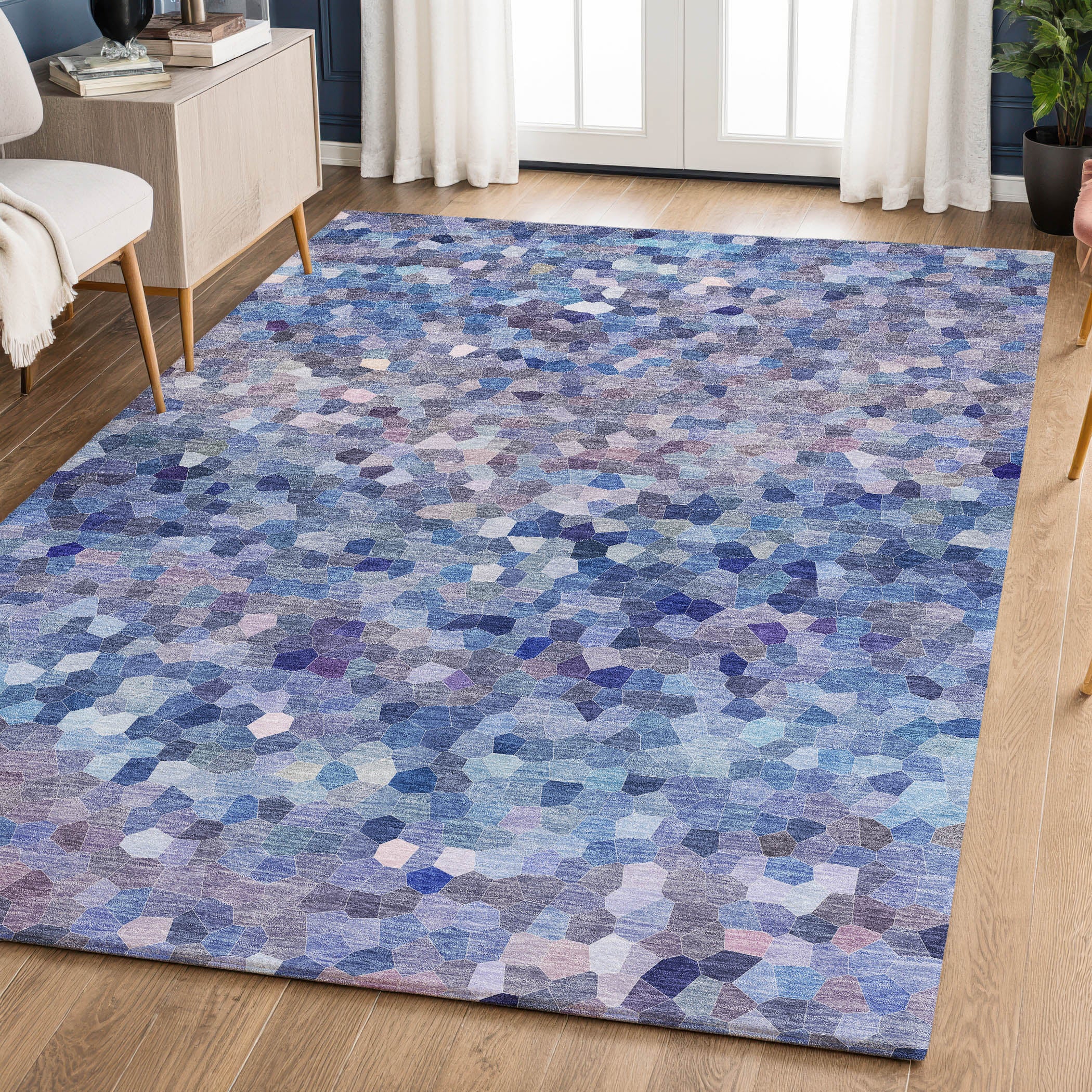 Luxury Washable Indoor/Outdoor Transitional KL1 Baltic Blue Rug 2'6" x 3'10" #shape_Rectangle
