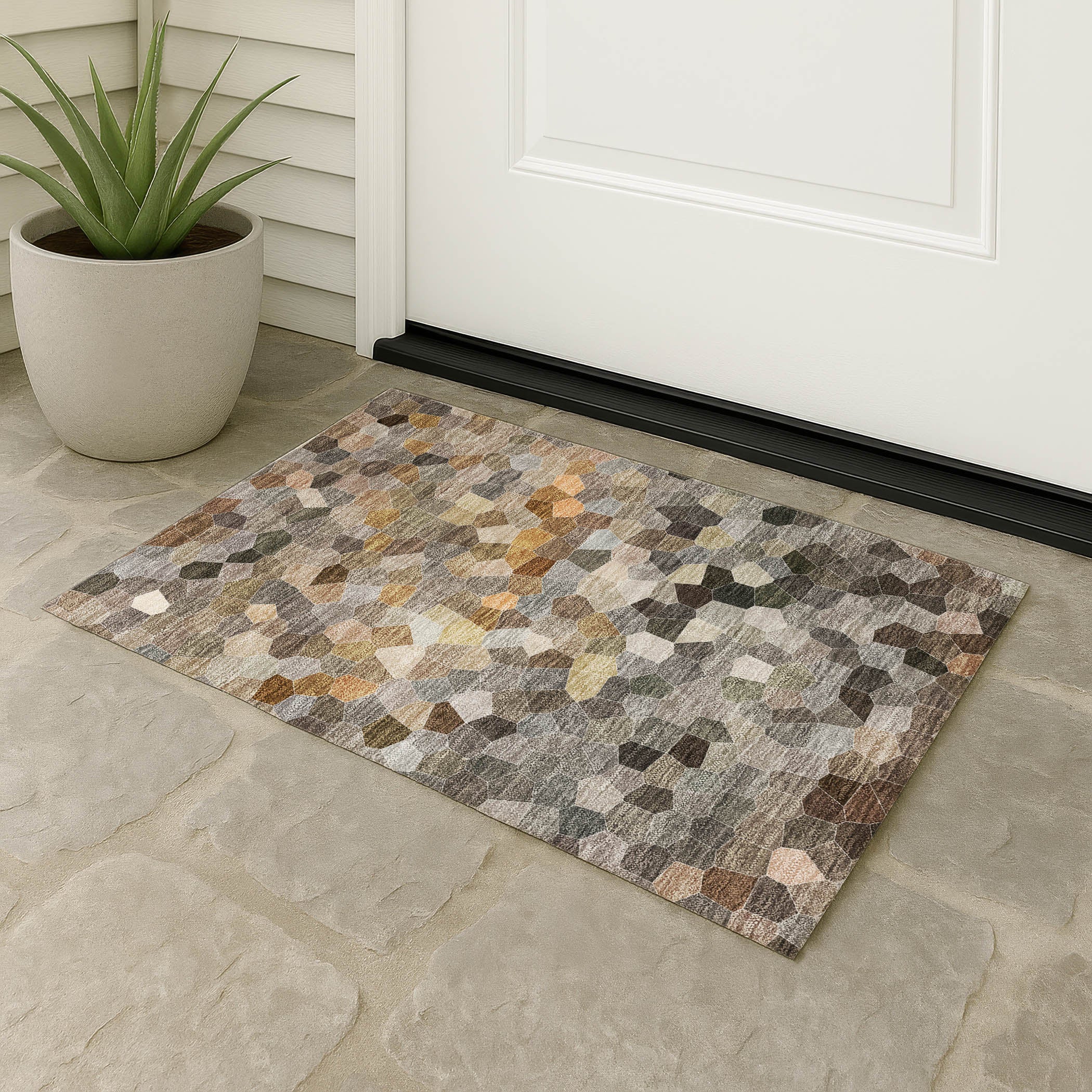 Luxury Washable Indoor/Outdoor Transitional KL1 Pewter Gray Rug 1'8" x 2'6" #shape_Rectangle