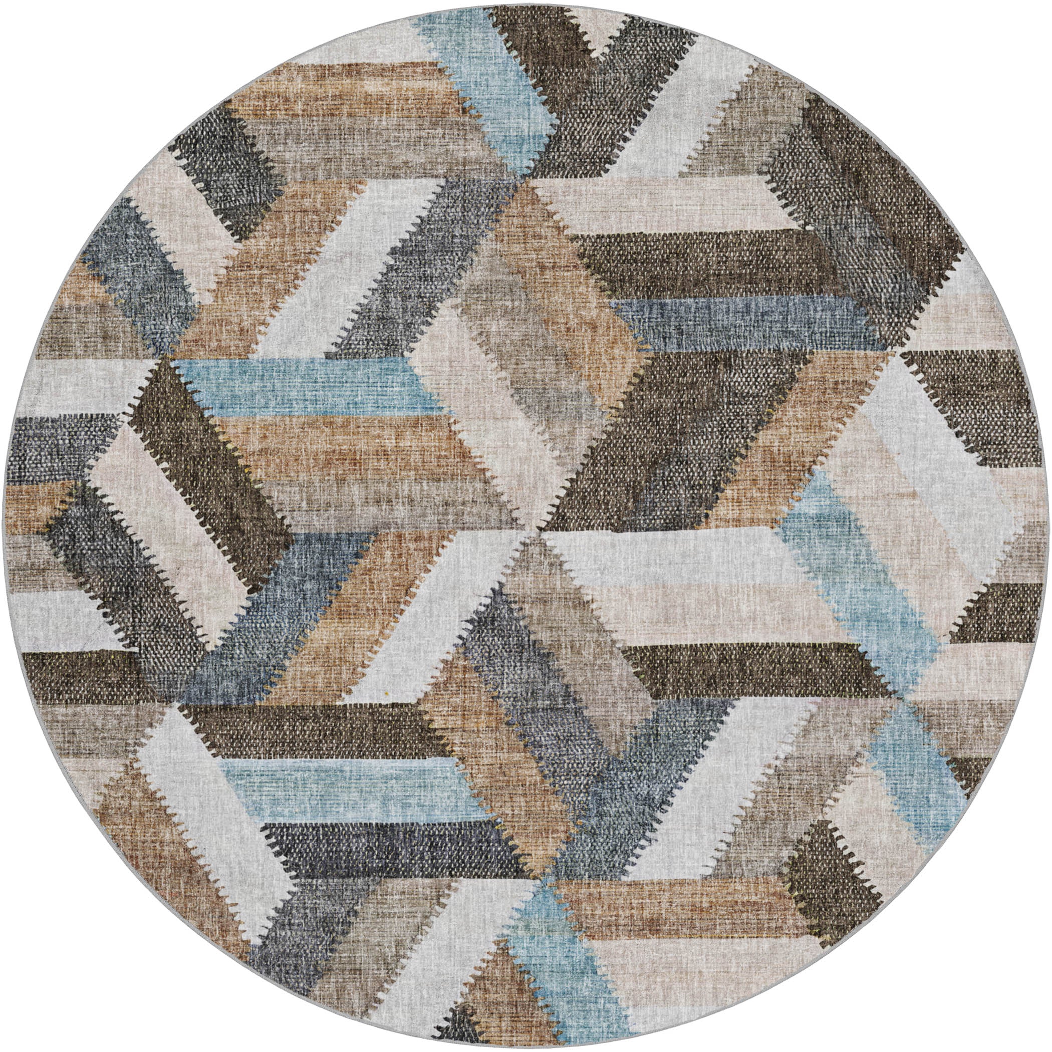 Luxury Washable Transitional LN1 Brown Rug 8' x 8' #shape_Round
