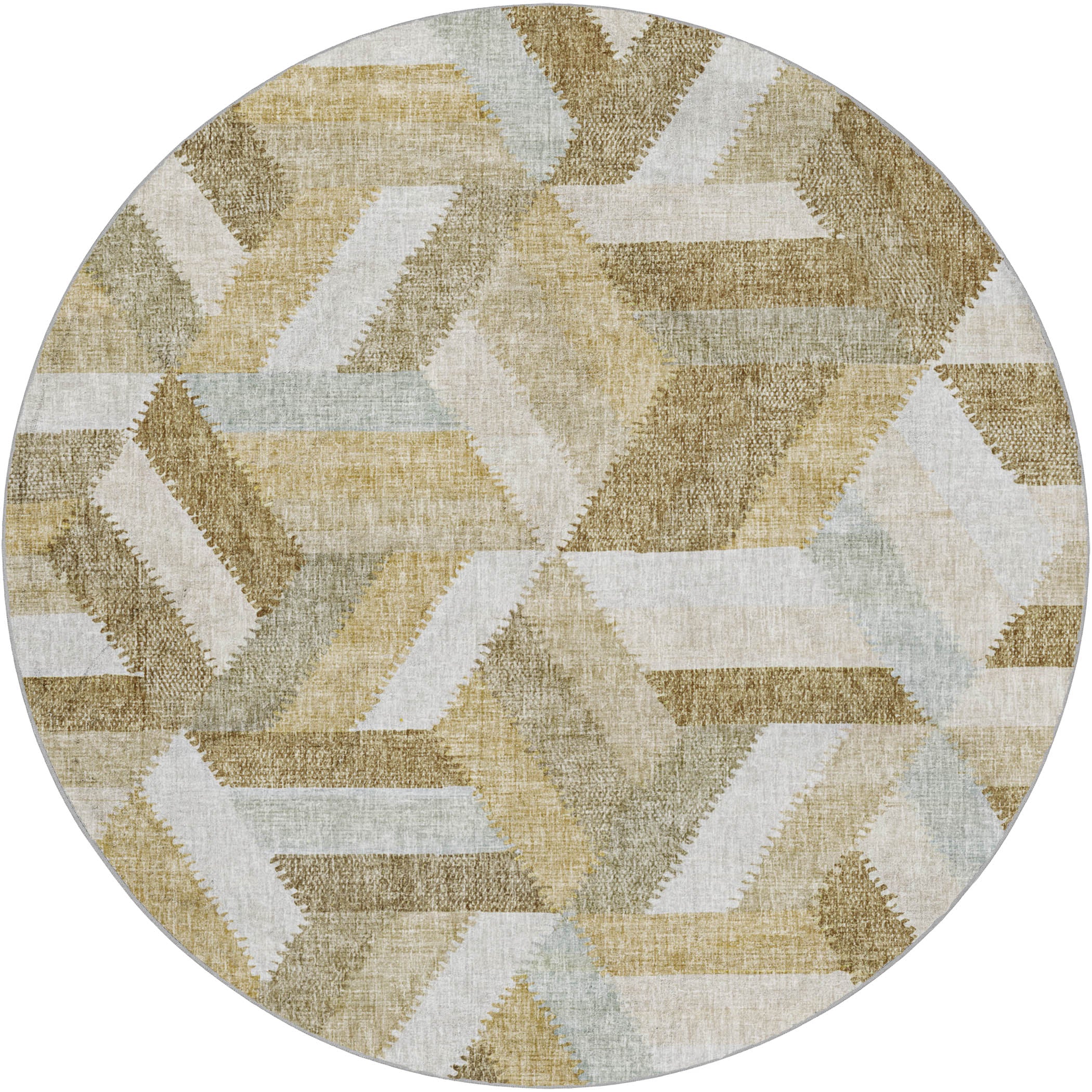 Luxury Washable Transitional LN1 Tan Brown Rug 8' x 8' #shape_Round