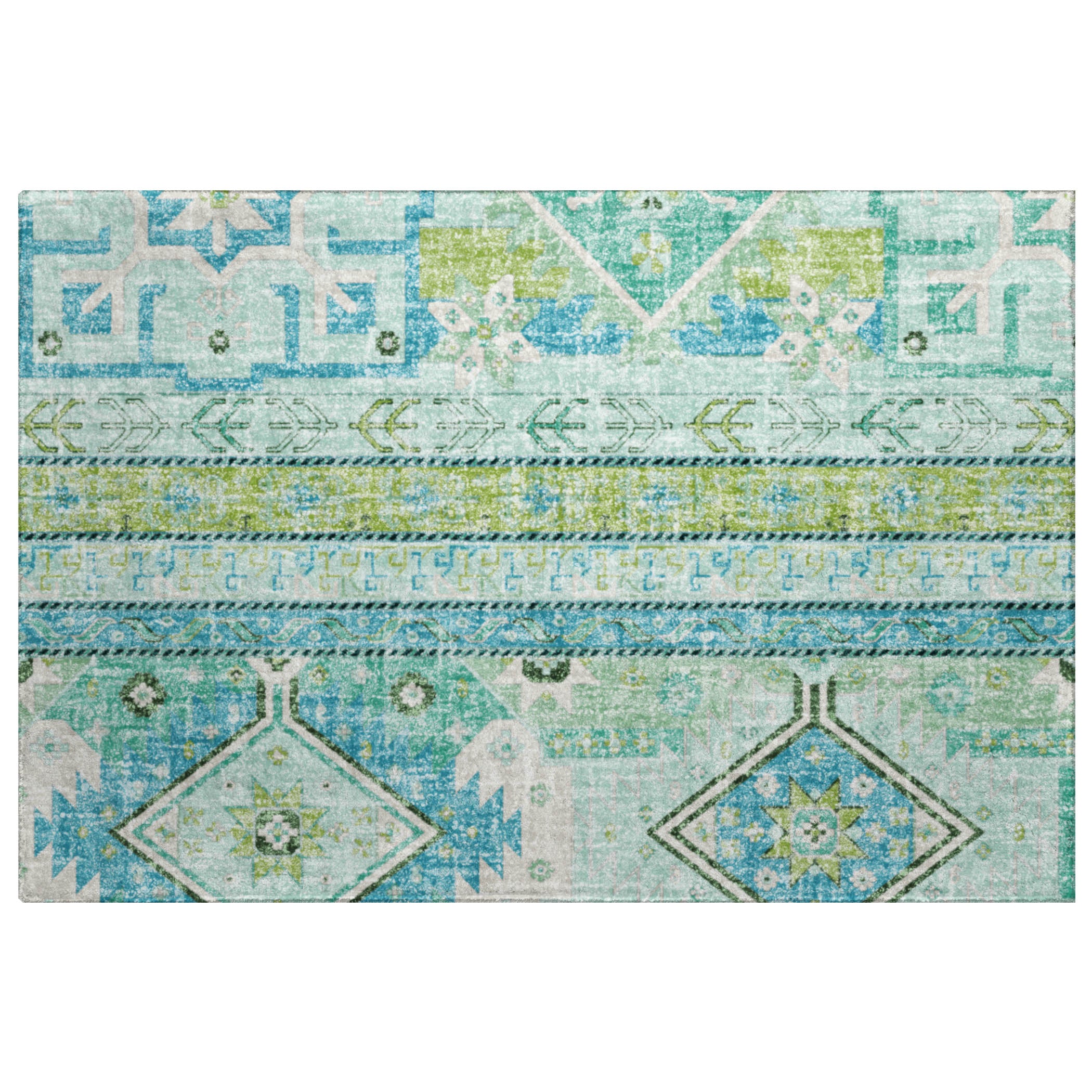 Luxury Washable Transitional LN3 Mint Green Rug 1'8" x 2'6" #shape_Rectangle