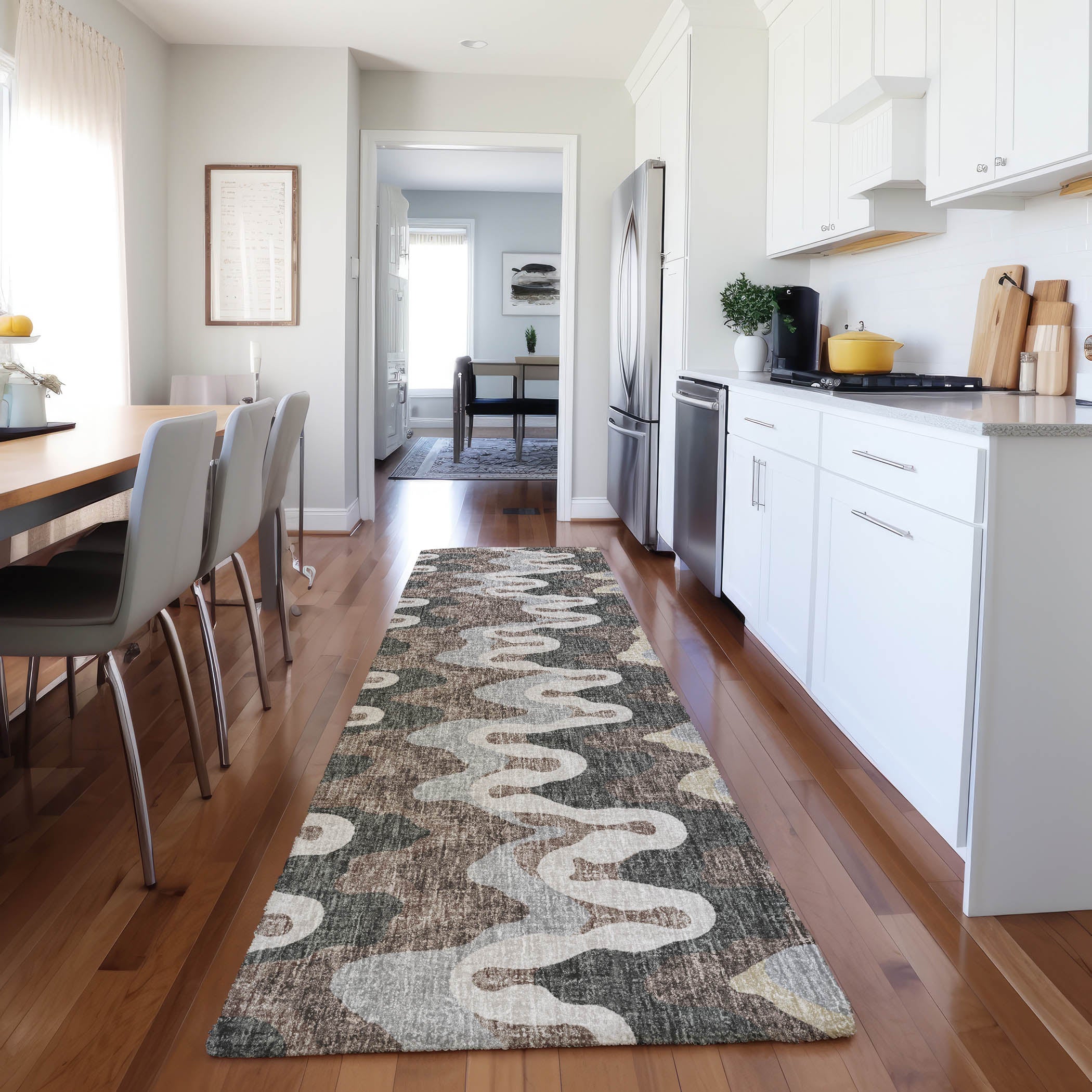 Luxury Washable Transitional LN6 Charcoal Gray Rug 2'3" x 7'6" #shape_Runner