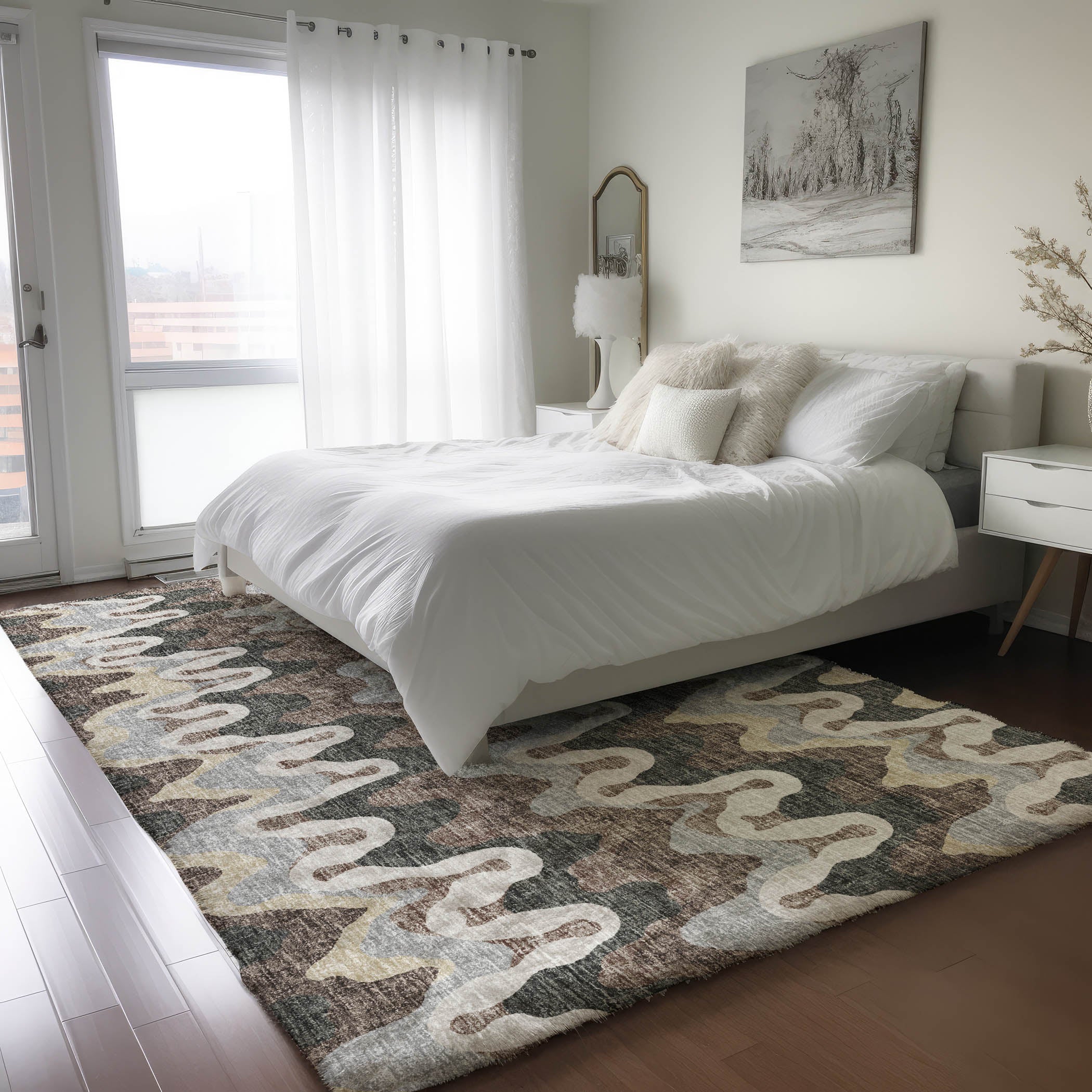 Luxury Washable Transitional LN6 Charcoal Gray Rug 2'6" x 3'10" #shape_Rectangle