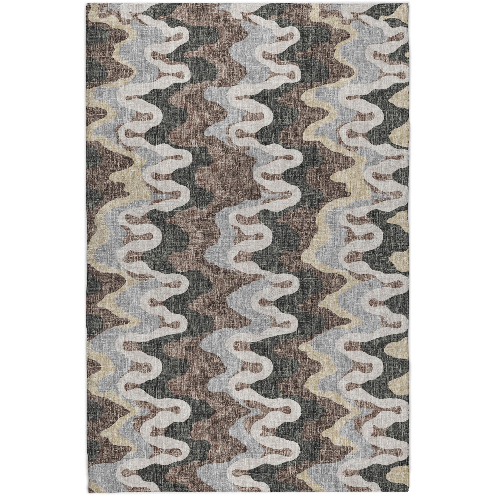 Luxury Washable Transitional LN6 Charcoal Gray Rug 2'6" x 3'10" #shape_Rectangle