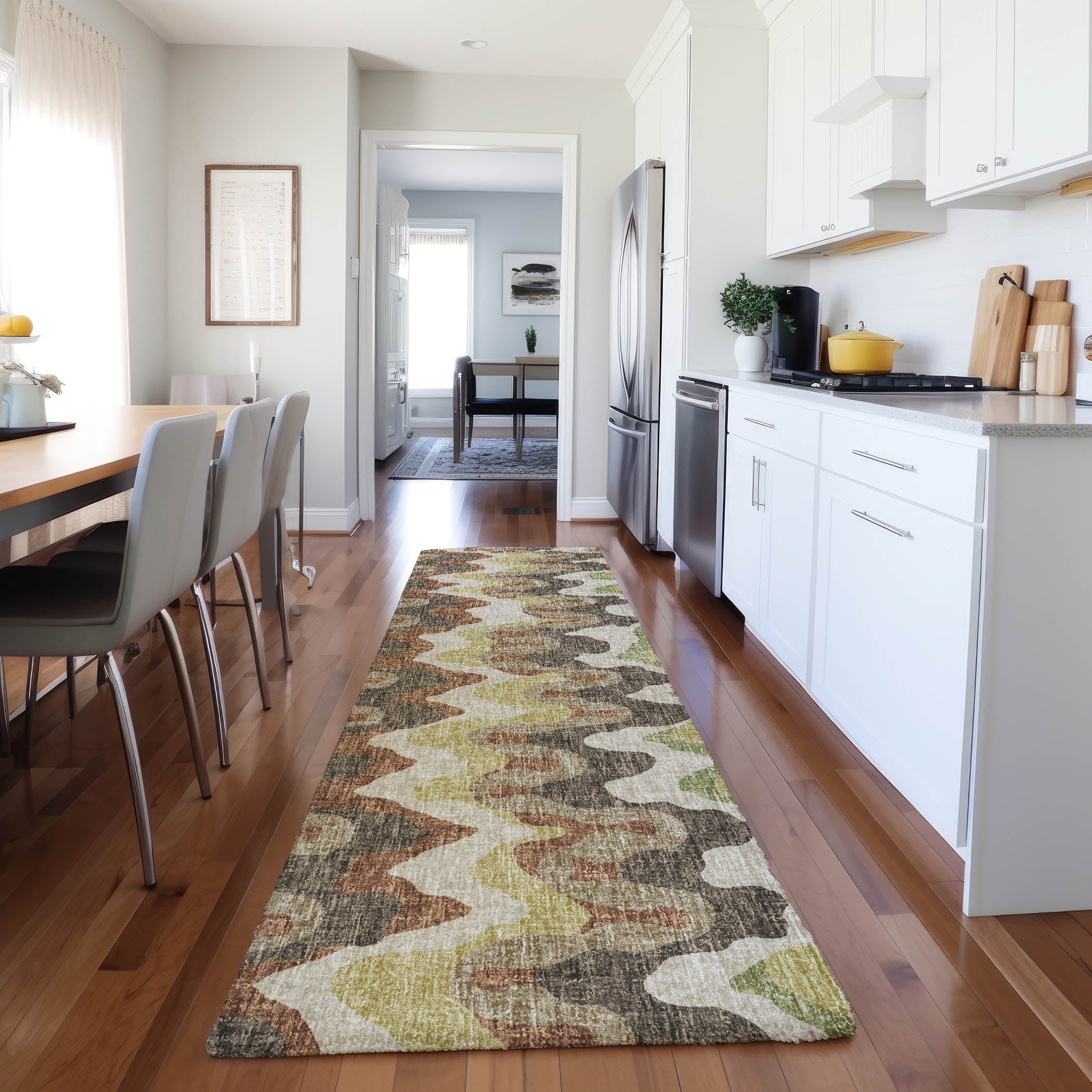Luxury Washable Transitional LN6 Chocolate Brown Rug 2'3" x 7'6" #shape_Runner