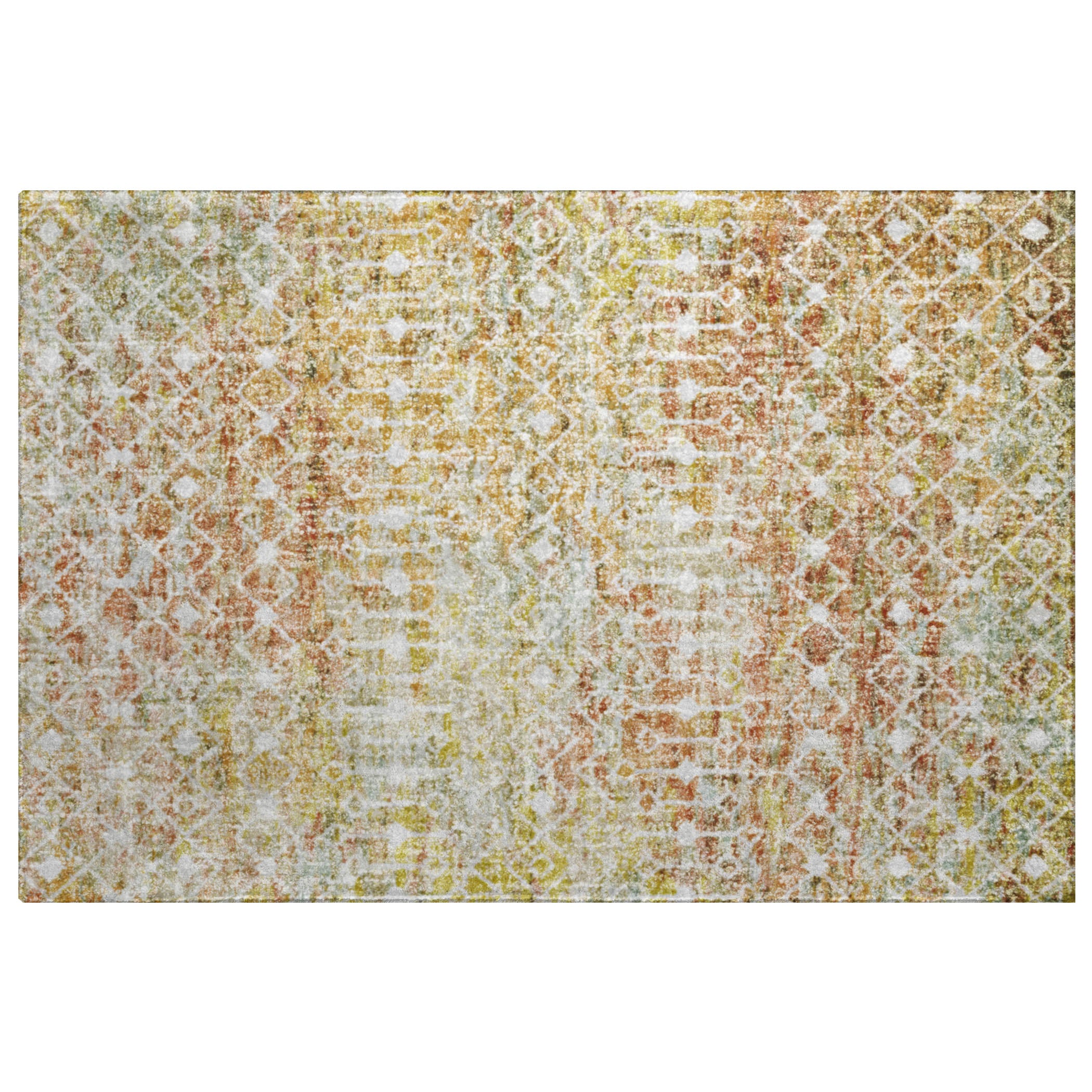 Luxury Washable Transitional LN7 Peach Orange Rug 1'8" x 2'6" #shape_Rectangle