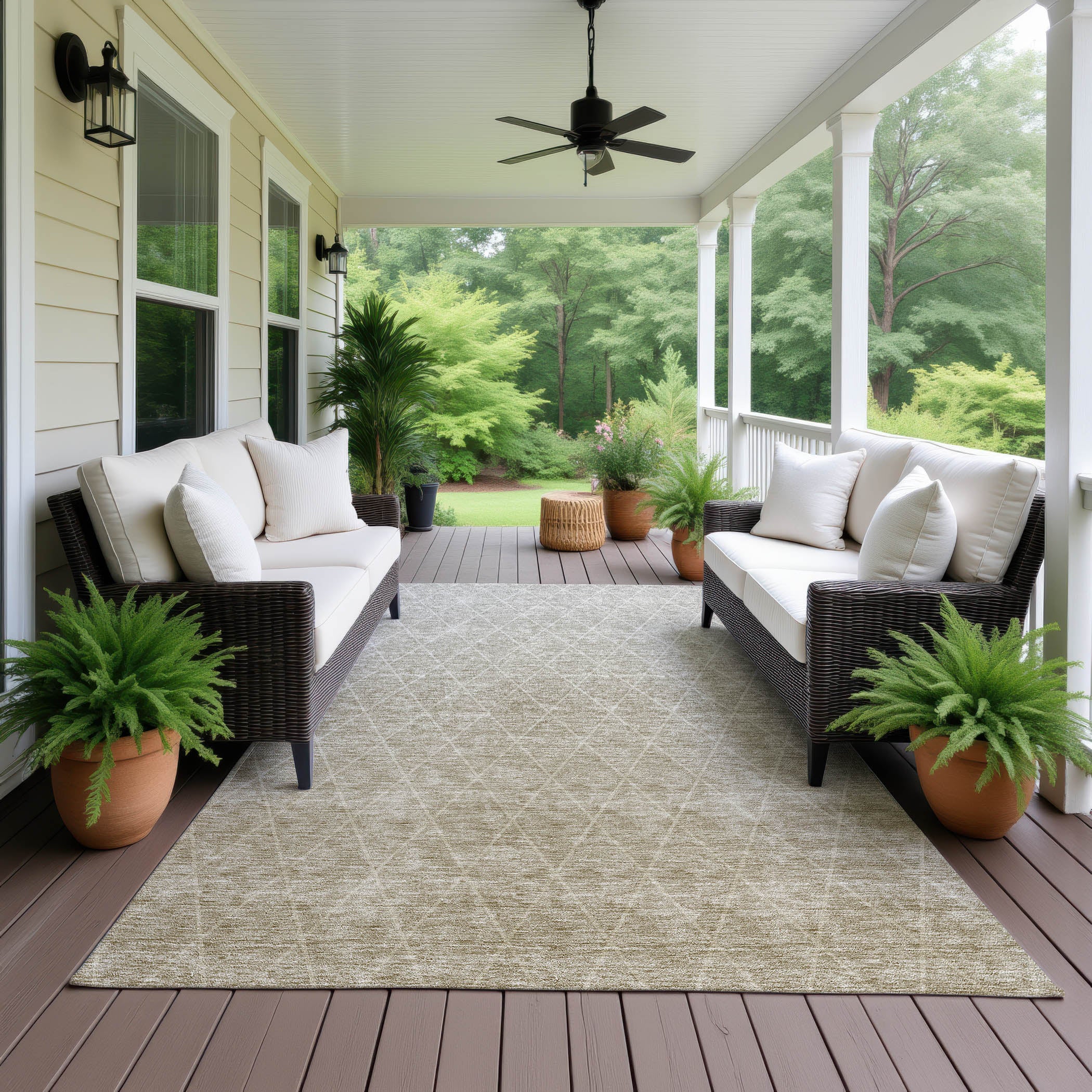 Luxury Washable Indoor/Outdoor transitional LZ2 Taupe Brown Rug 1'8" x 2'6" #shape_Rectangle