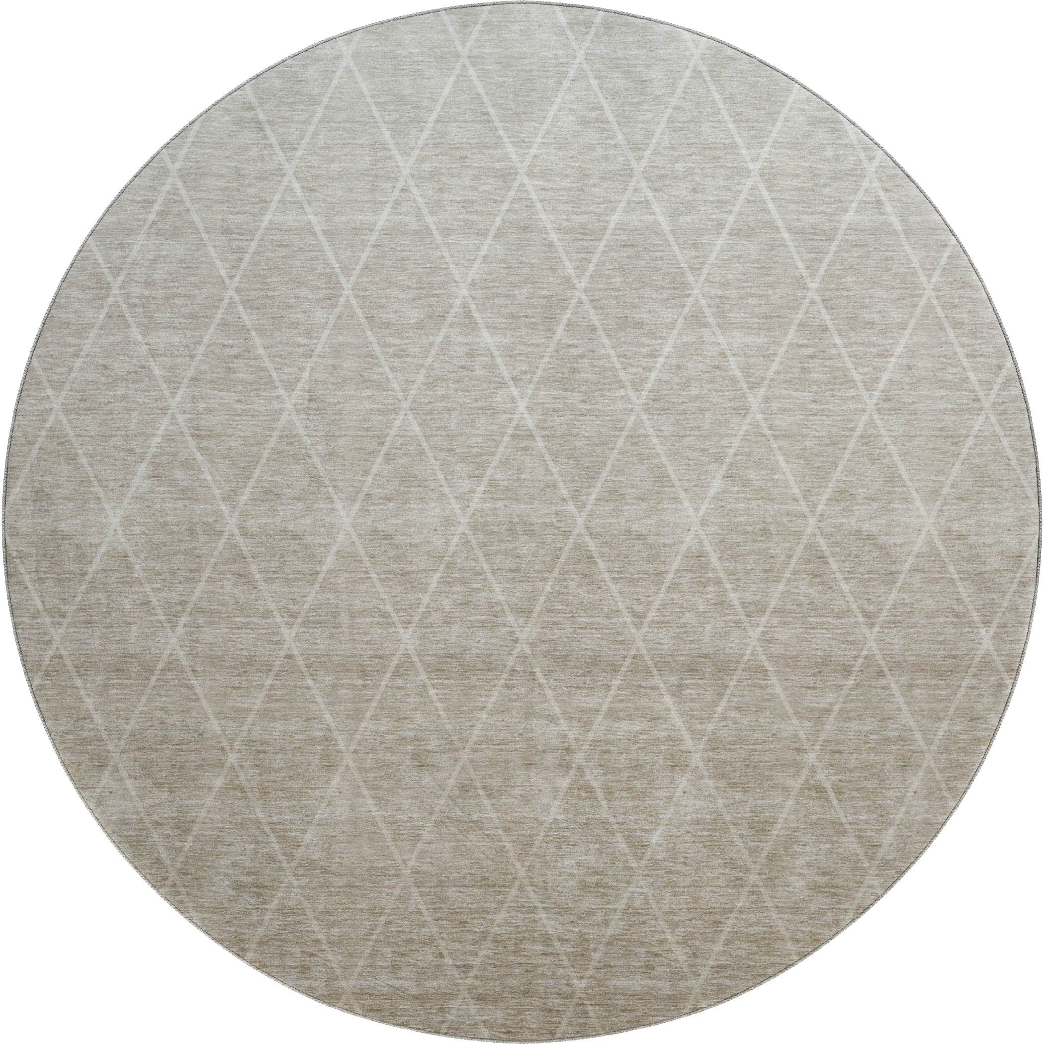 Luxury Washable Indoor/Outdoor transitional LZ2 Taupe Brown Rug 8' x 8' #shape_Round