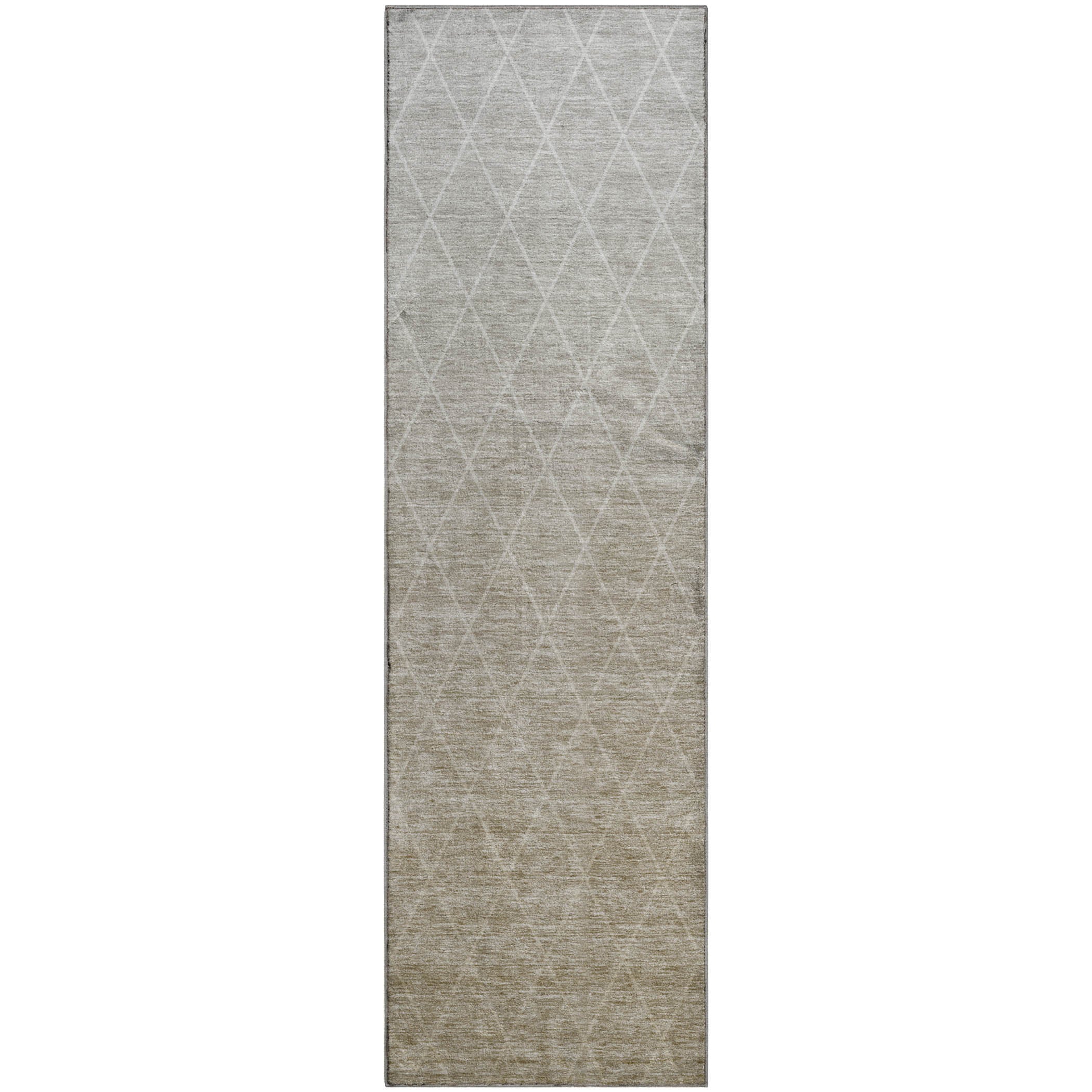 Luxury Washable Indoor/Outdoor transitional LZ2 Taupe Brown Rug 2'3" x 7'6" #shape_Runner