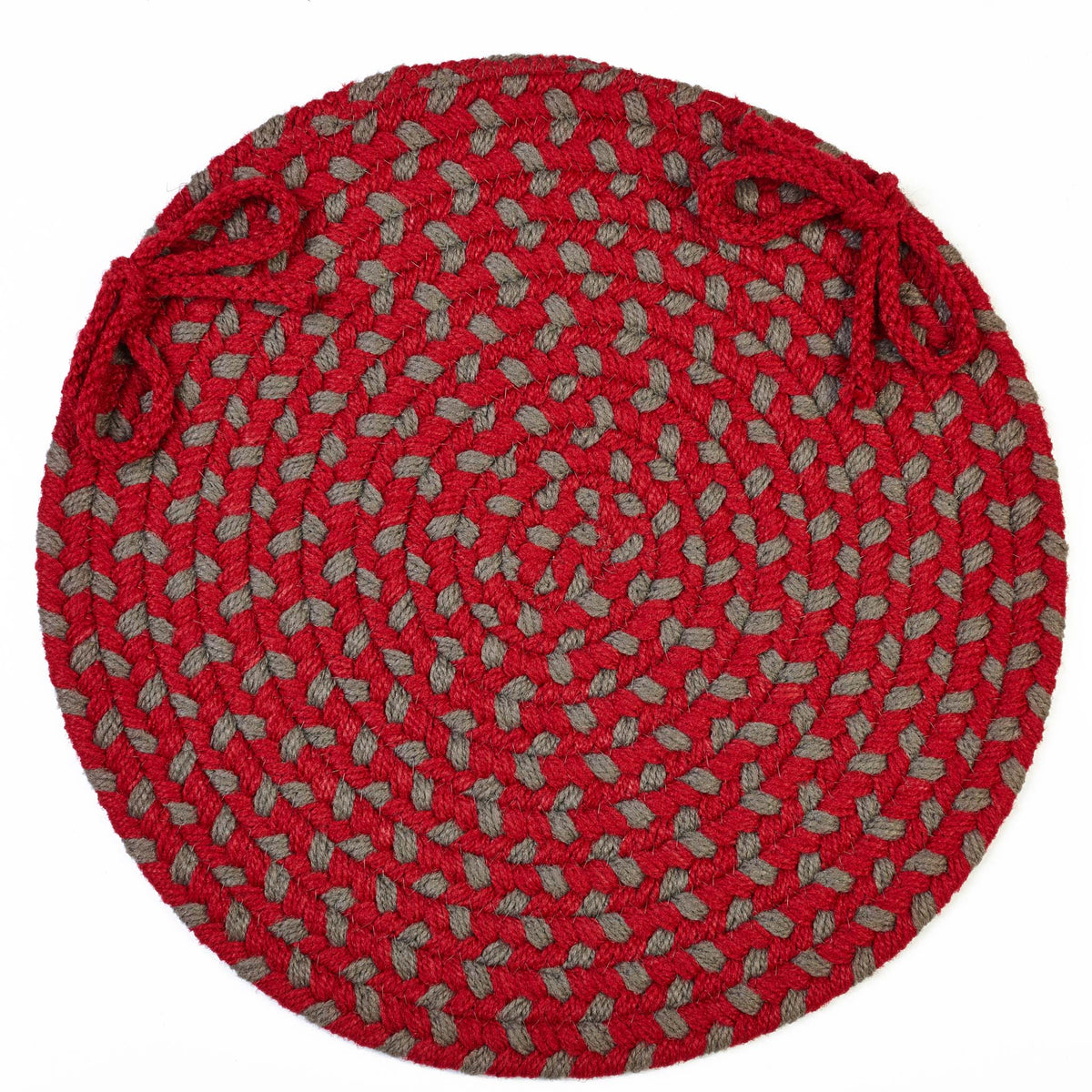 Homespun Braided Chair Pad - Red Brick - 15 inch round with ties