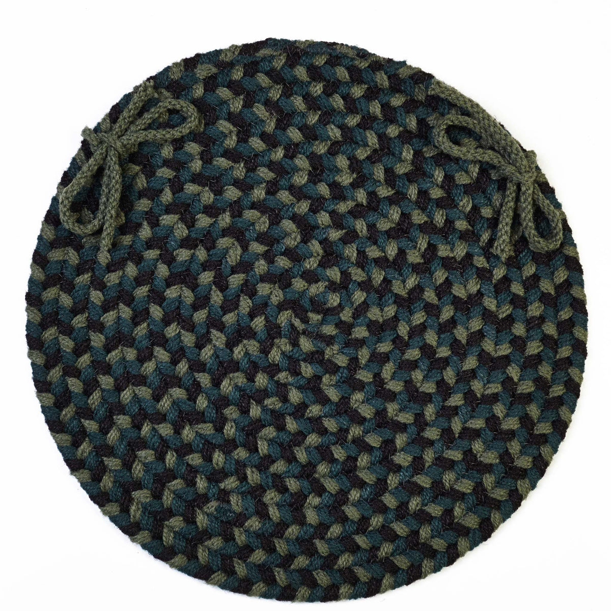 Santa Maria Braided Chair Pad - Verdant - 15 inch round with ties