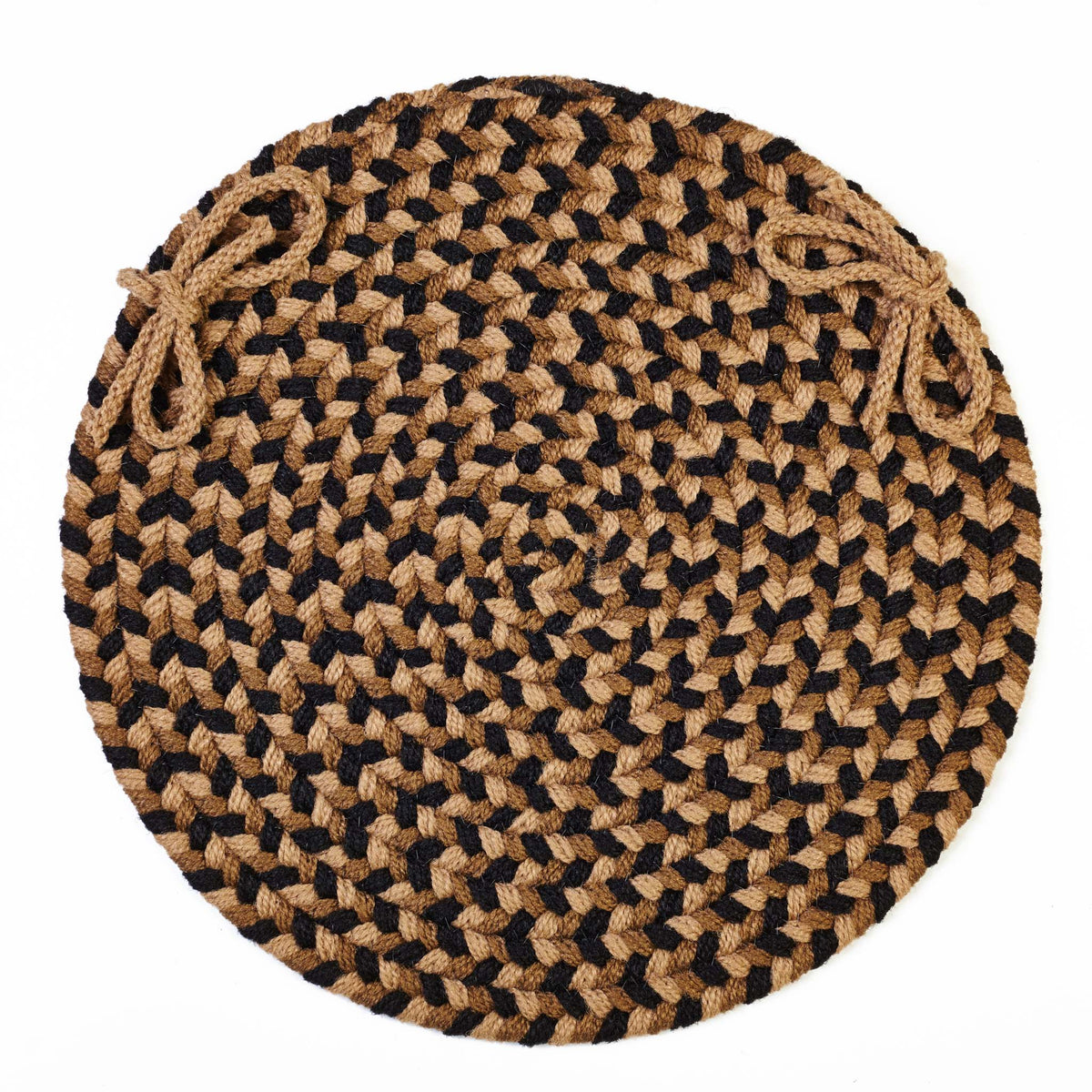 Santa Maria Braided Chair Pad - Natural Earth - 15 inch round with ties