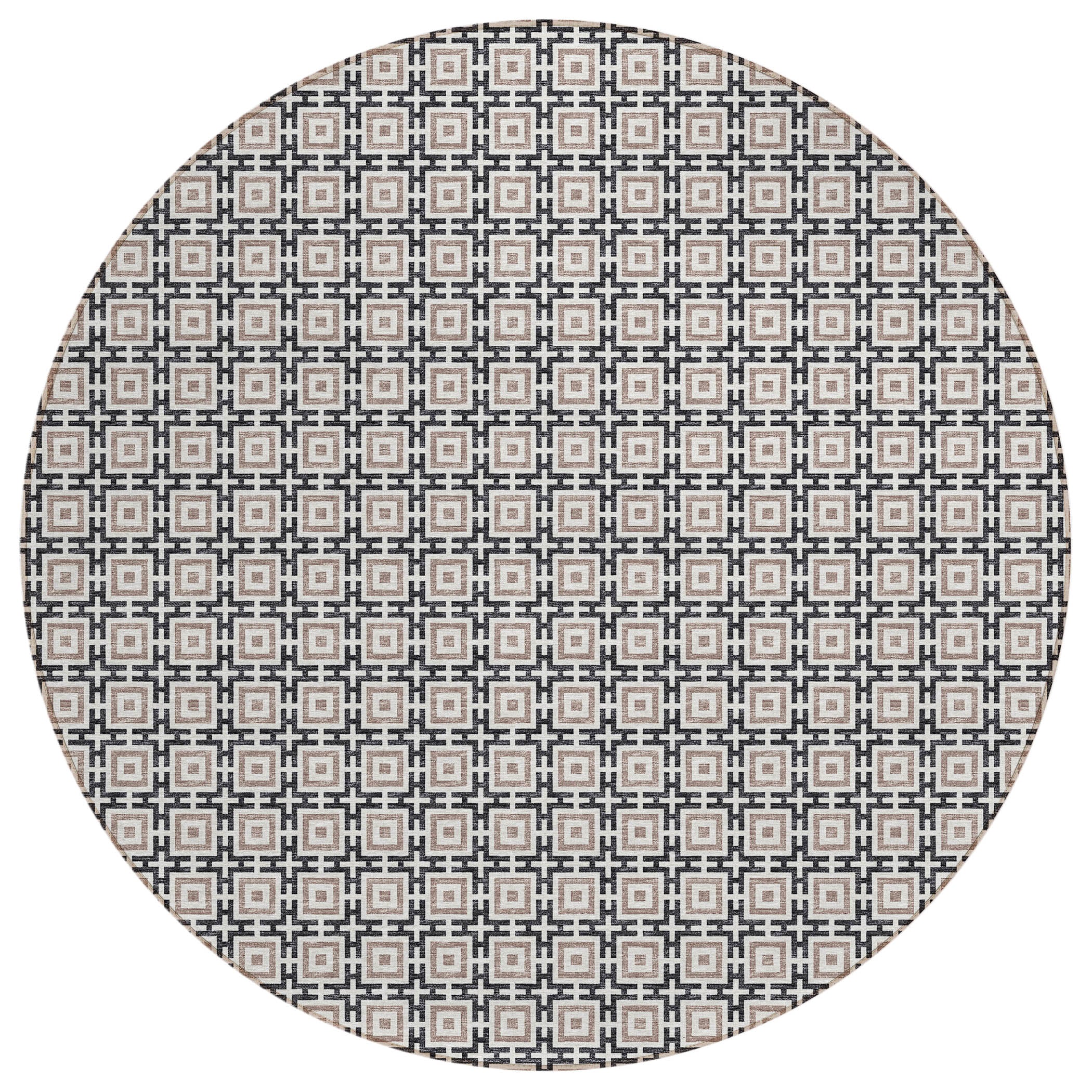 Luxury Machine Washable Indoor/Outdoor Transitional MO1 Black Rug 4' x 4' #shape_Round