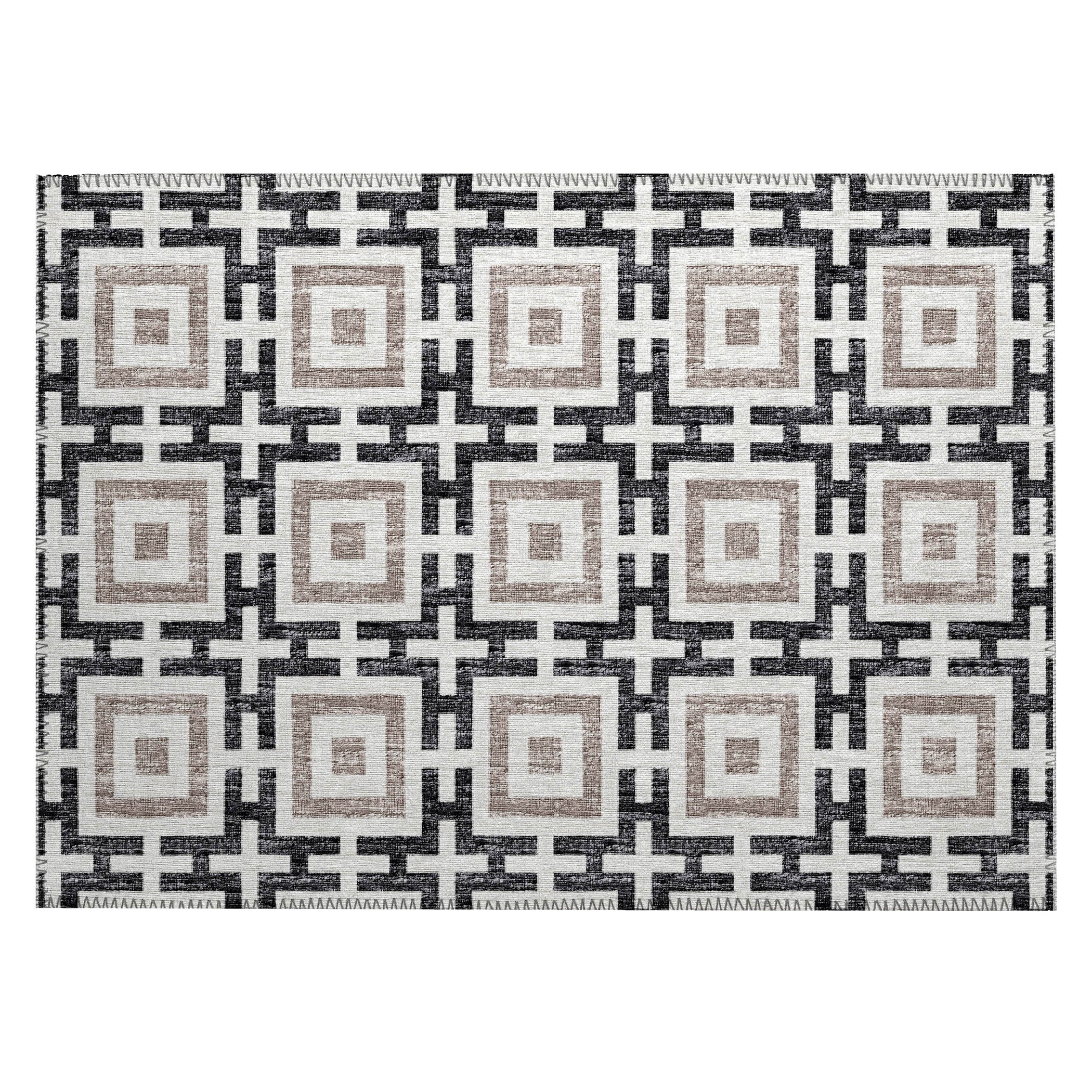 Luxury Machine Washable Indoor/Outdoor Transitional MO1 Black Rug 1'8" x 2'6" #shape_Rectangle