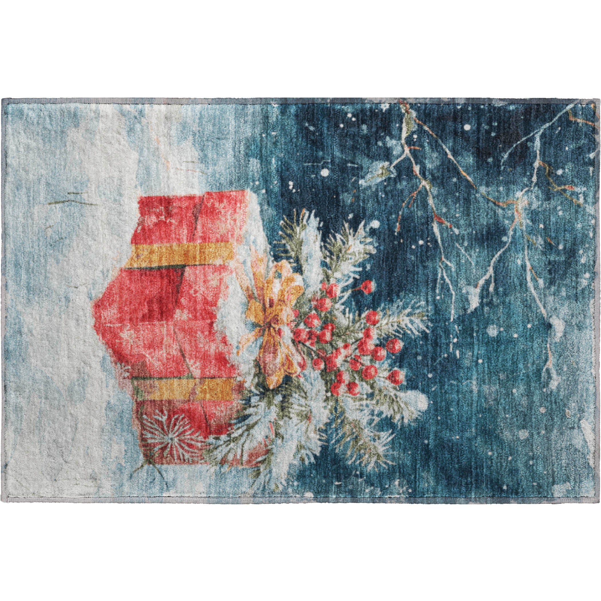 Luxury Washable Indoor/Outdoor Holiday MY13 Blue Rug 1'8" x 2'6" #shape_Rectangle