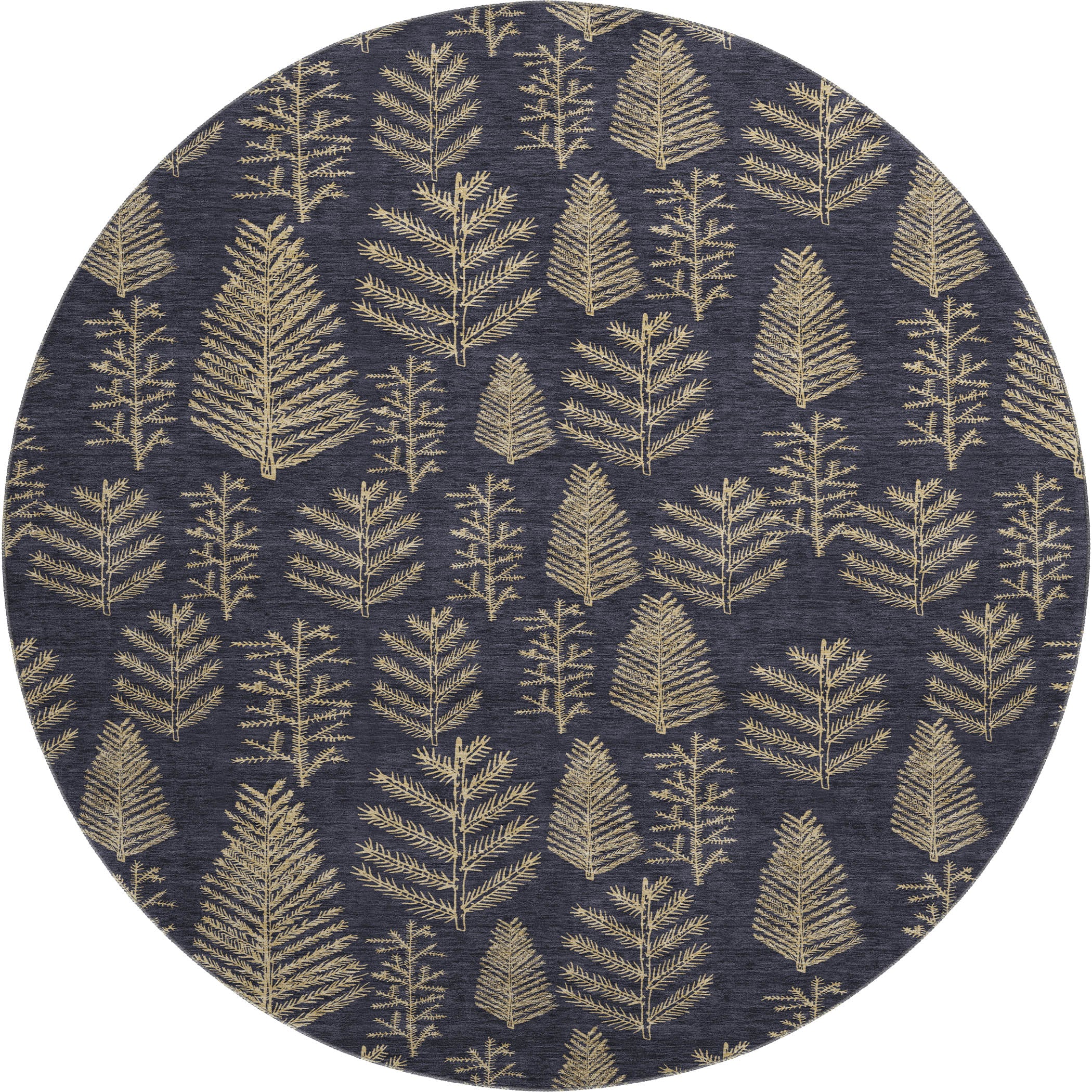 Luxury Washable Indoor/Outdoor Holiday MY21 Black Rug 8' x 8' #shape_Round