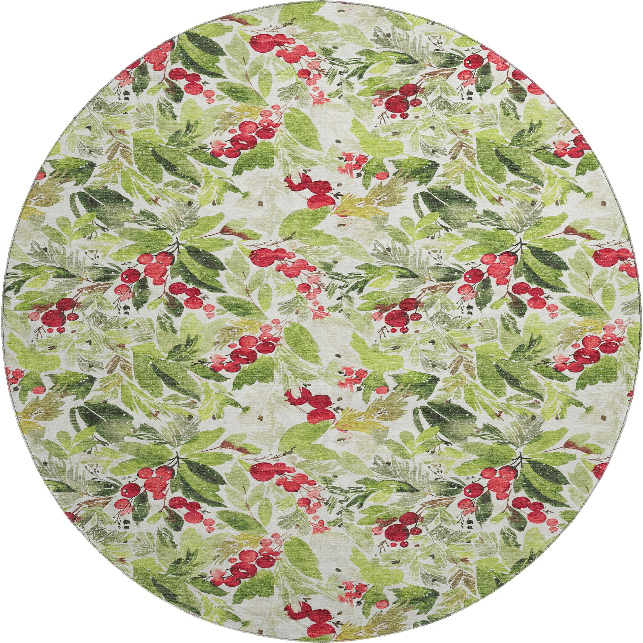 Luxury Washable Indoor/Outdoor Holiday MY24 Aloe Green Rug 8' x 8' #shape_Round