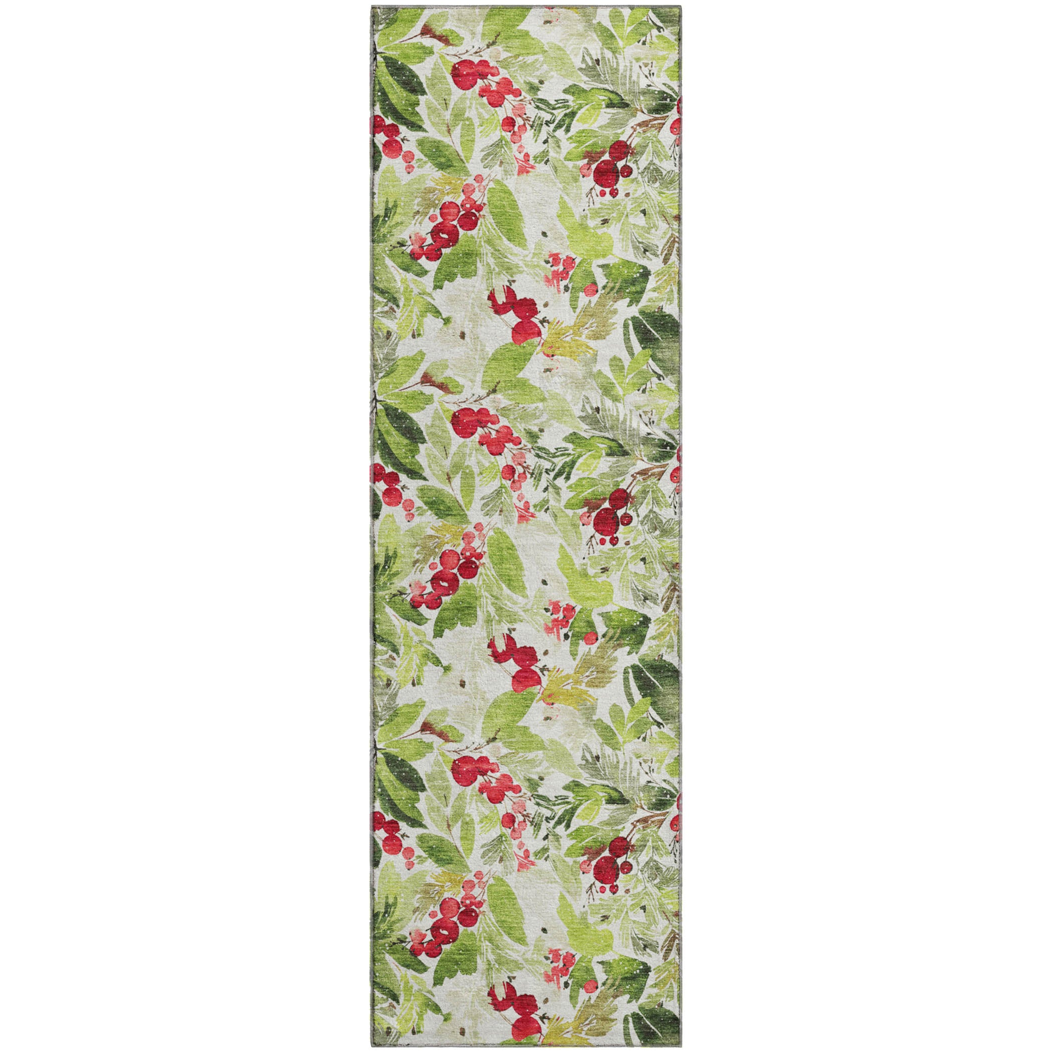 Luxury Washable Indoor/Outdoor Holiday MY24 Aloe Green Rug 2'3" x 7'6" #shape_Runner