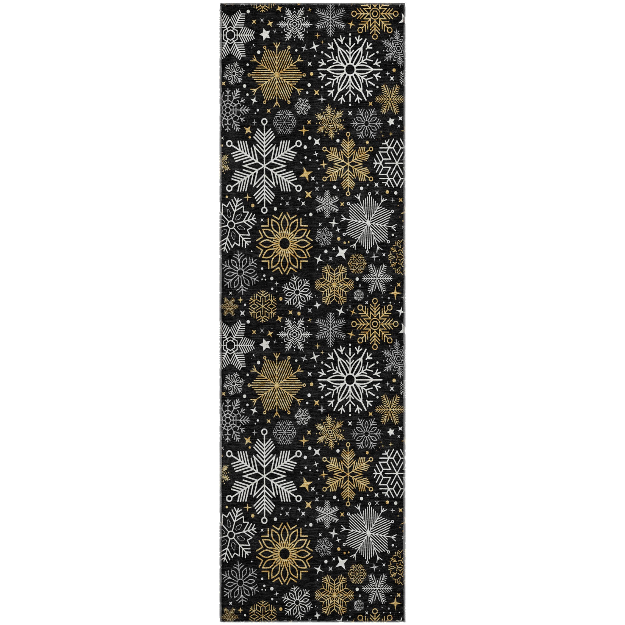 Luxury Washable Indoor/Outdoor Holiday MY25 Black Rug 2'3" x 7'6" #shape_Runner