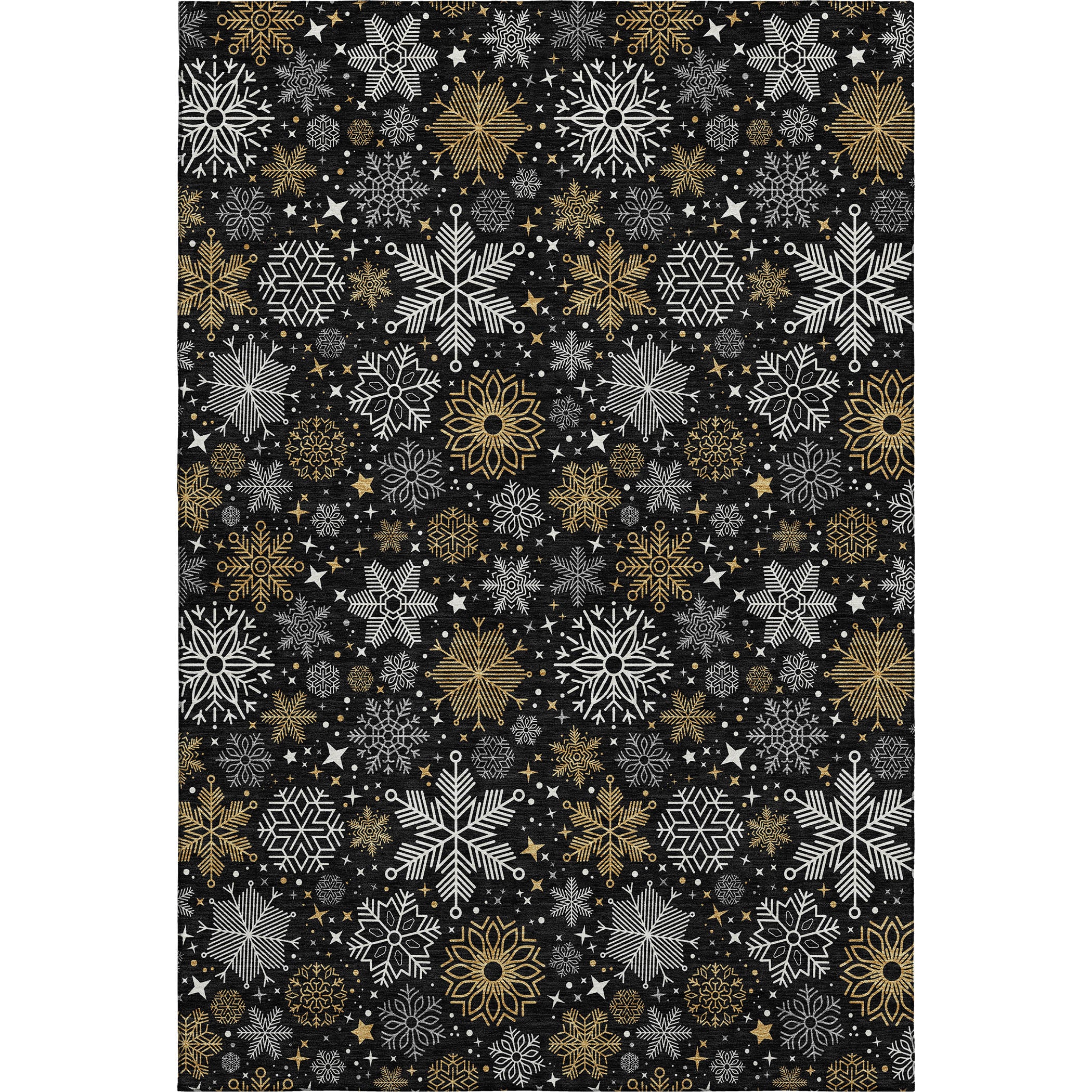 Luxury Washable Indoor/Outdoor Holiday MY25 Black Rug 2'6" x 3'10" #shape_Rectangle