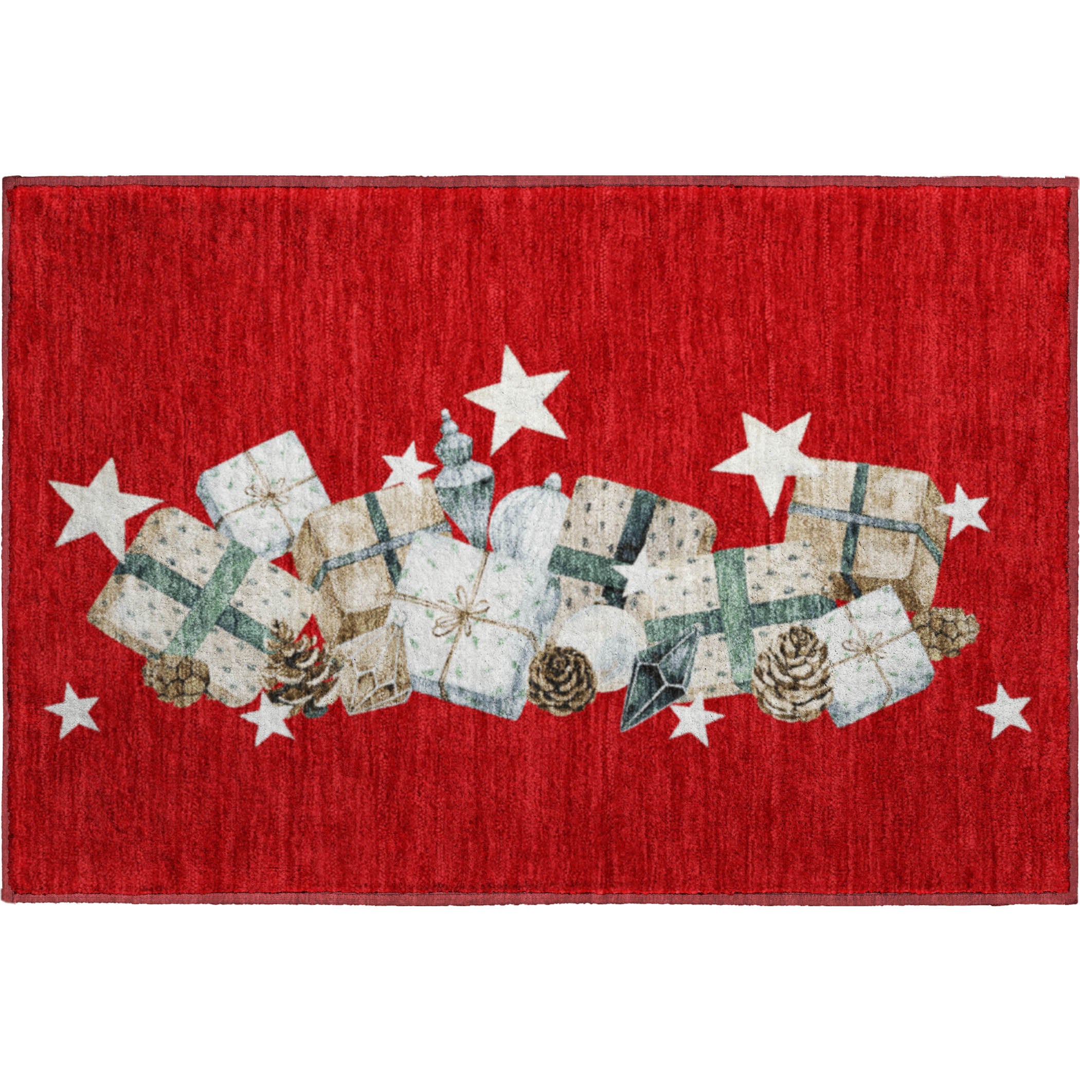 Luxury Washable Indoor/Outdoor Holiday MY27 Red Rug 1'8" x 2'6" #shape_Rectangle