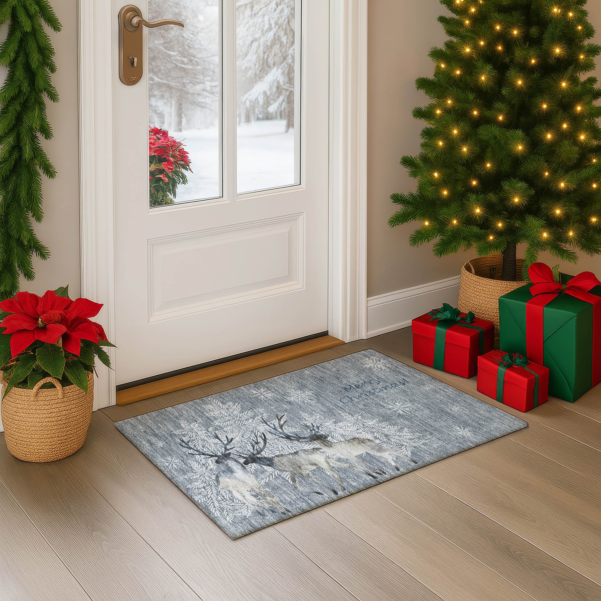 Luxury Washable Indoor/Outdoor Holiday MY2 Gray Rug 1'8" x 2'6" #shape_Rectangle