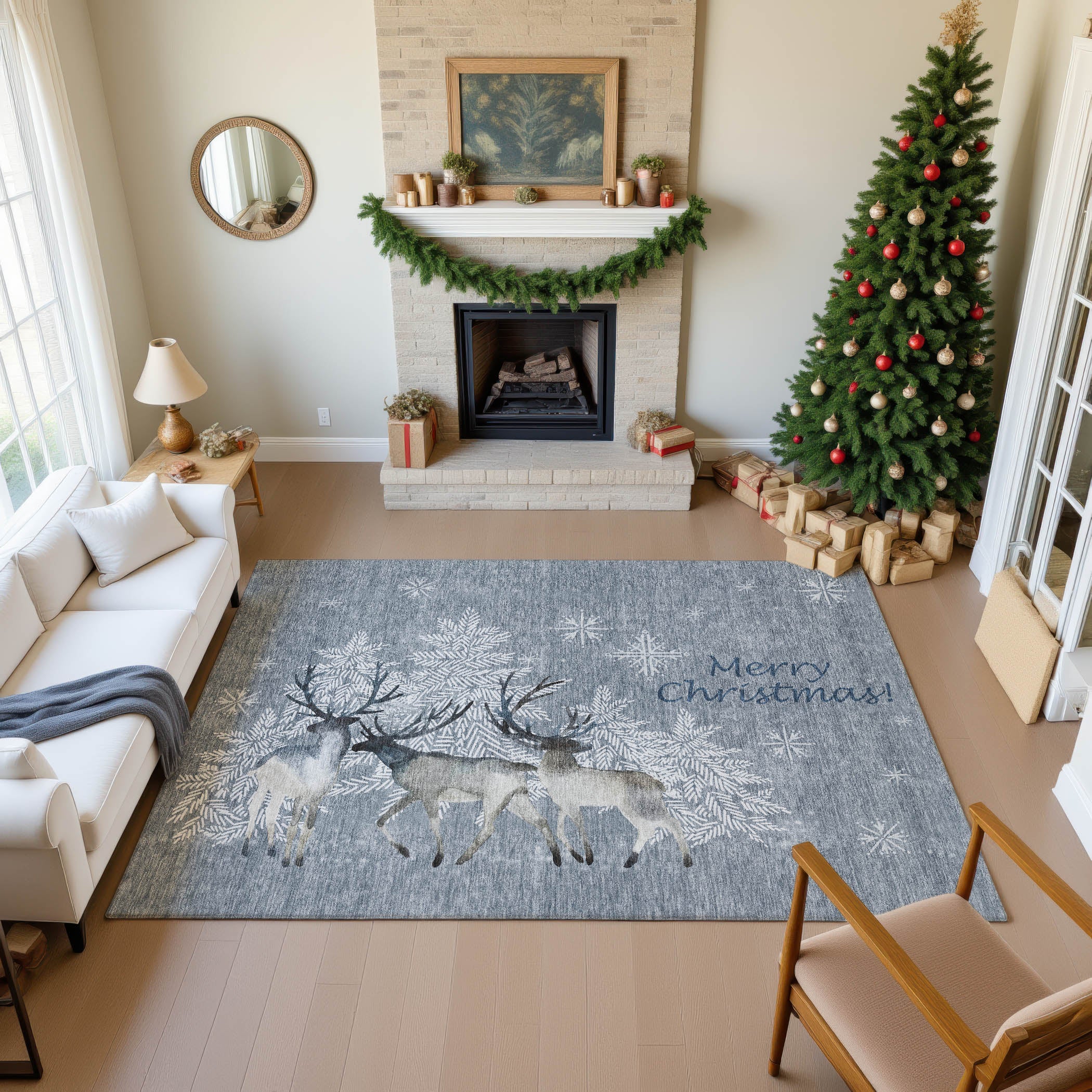 Luxury Washable Indoor/Outdoor Holiday MY2 Gray Rug 2'6" x 3'10" #shape_Rectangle