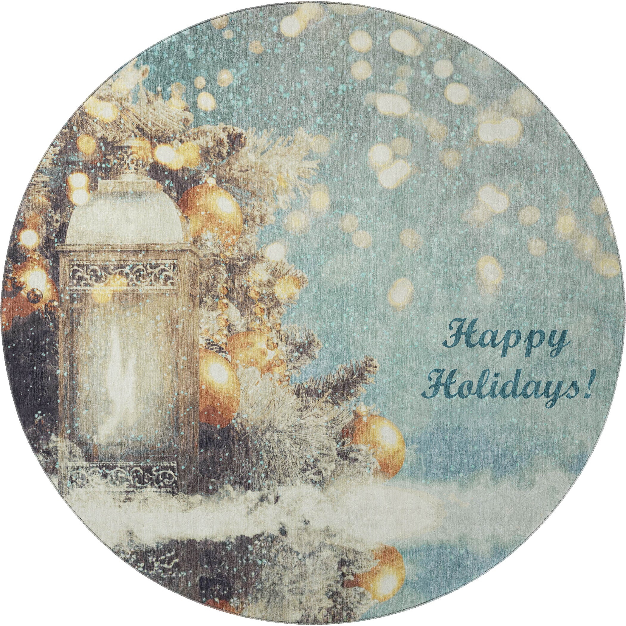 Luxury Washable Indoor/Outdoor Holiday MY3 Skydust Blue Rug 8' x 8' #shape_Round