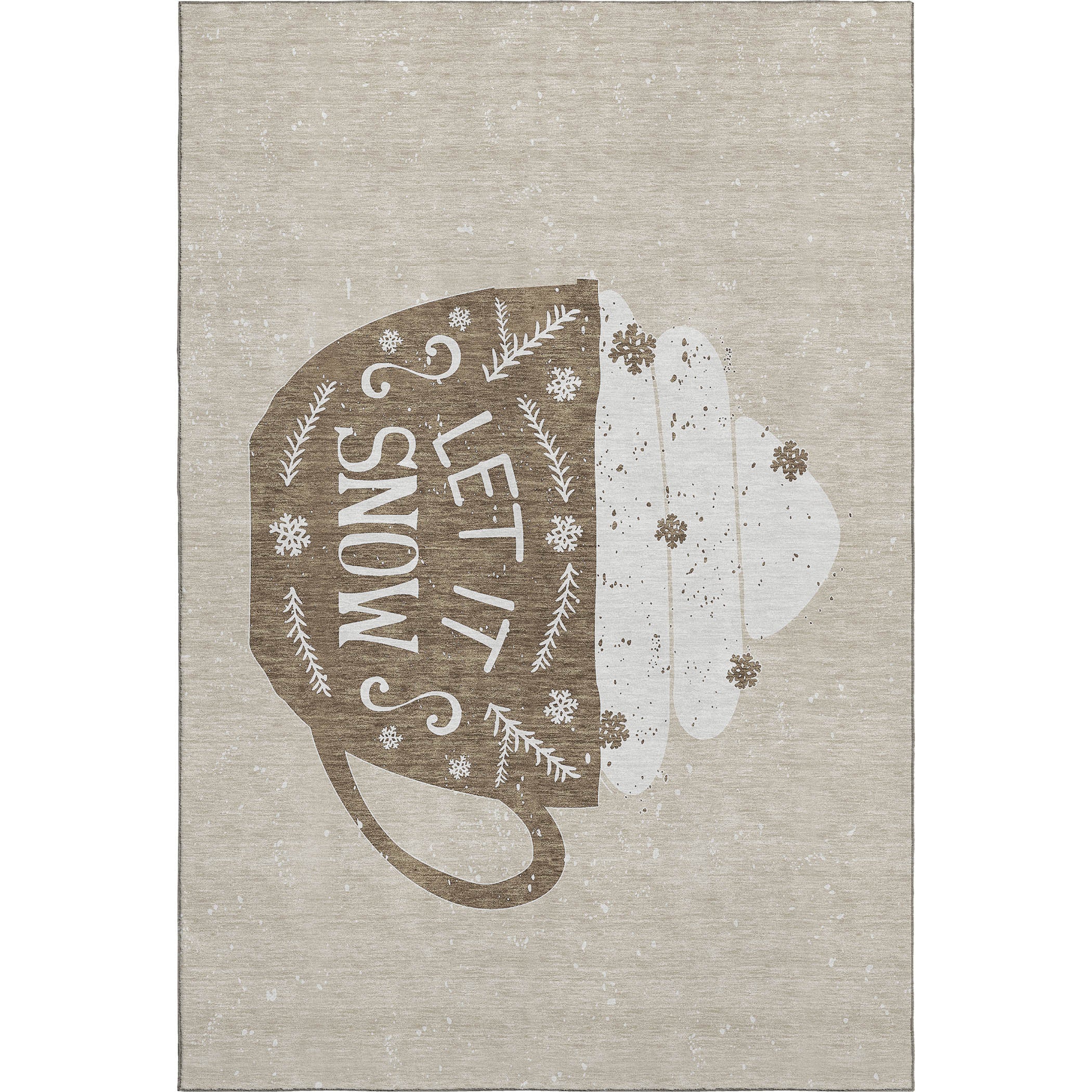 Luxury Washable Indoor/Outdoor Holiday MY7 Beige Brown Rug 2'6" x 3'10" #shape_Rectangle