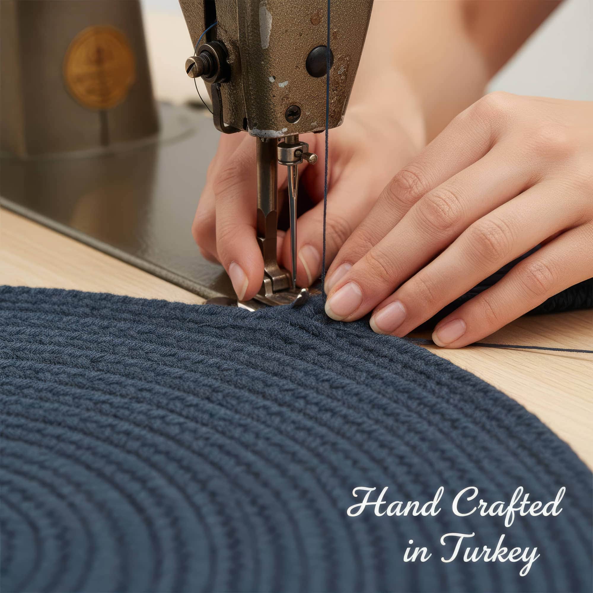Navy Braided Rug - Reversible Solid - Indoor Outdoor Kitchen Rug