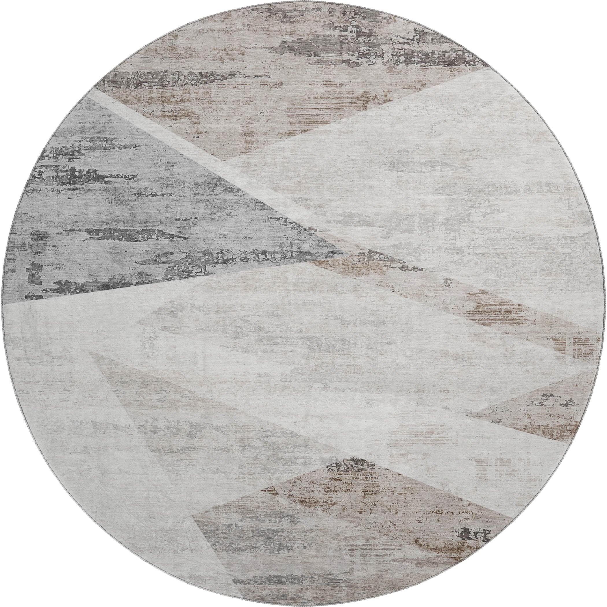 Luxury Machine Washable Indoor/Outdoor Transitional NO11 Silver Gray Rug 8' x 8' #shape_Round