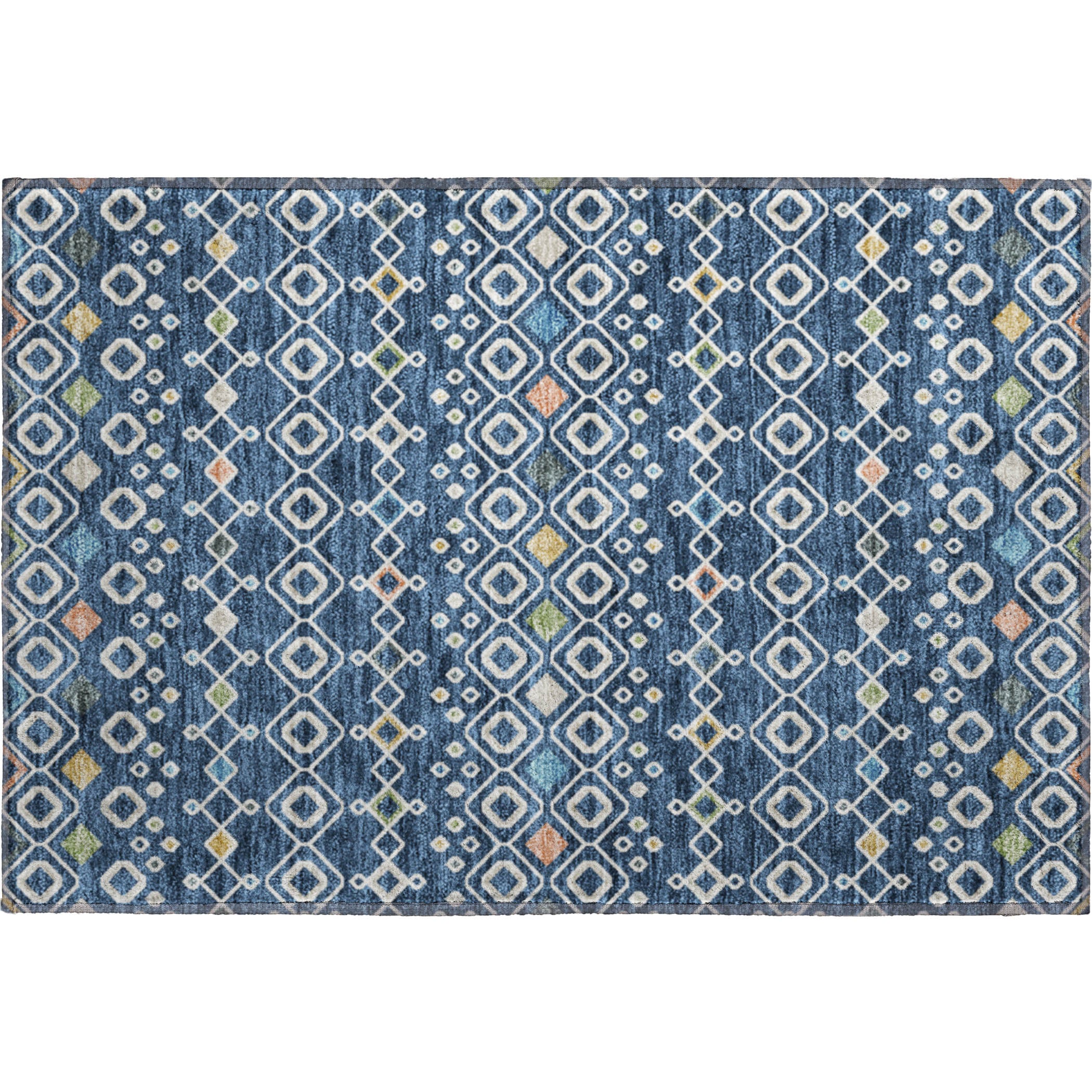 Luxury Machine Washable Indoor/Outdoor Transitional NO12 Navy Blue Rug 1'8" x 2'6" #shape_Rectangle