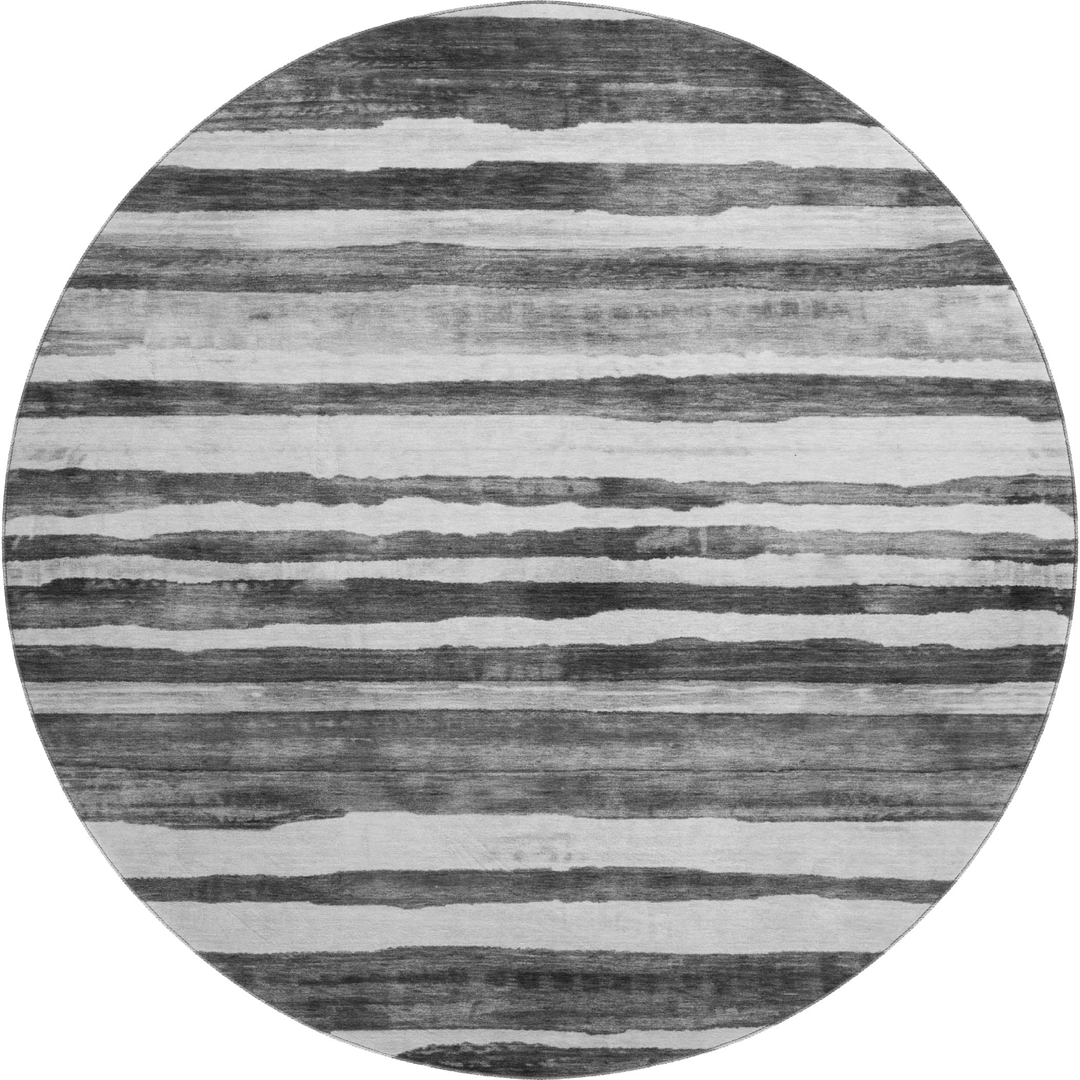 Luxury Machine Washable Indoor/Outdoor Transitional NO16 Charcoal Gray Rug 8' x 8' #shape_Round
