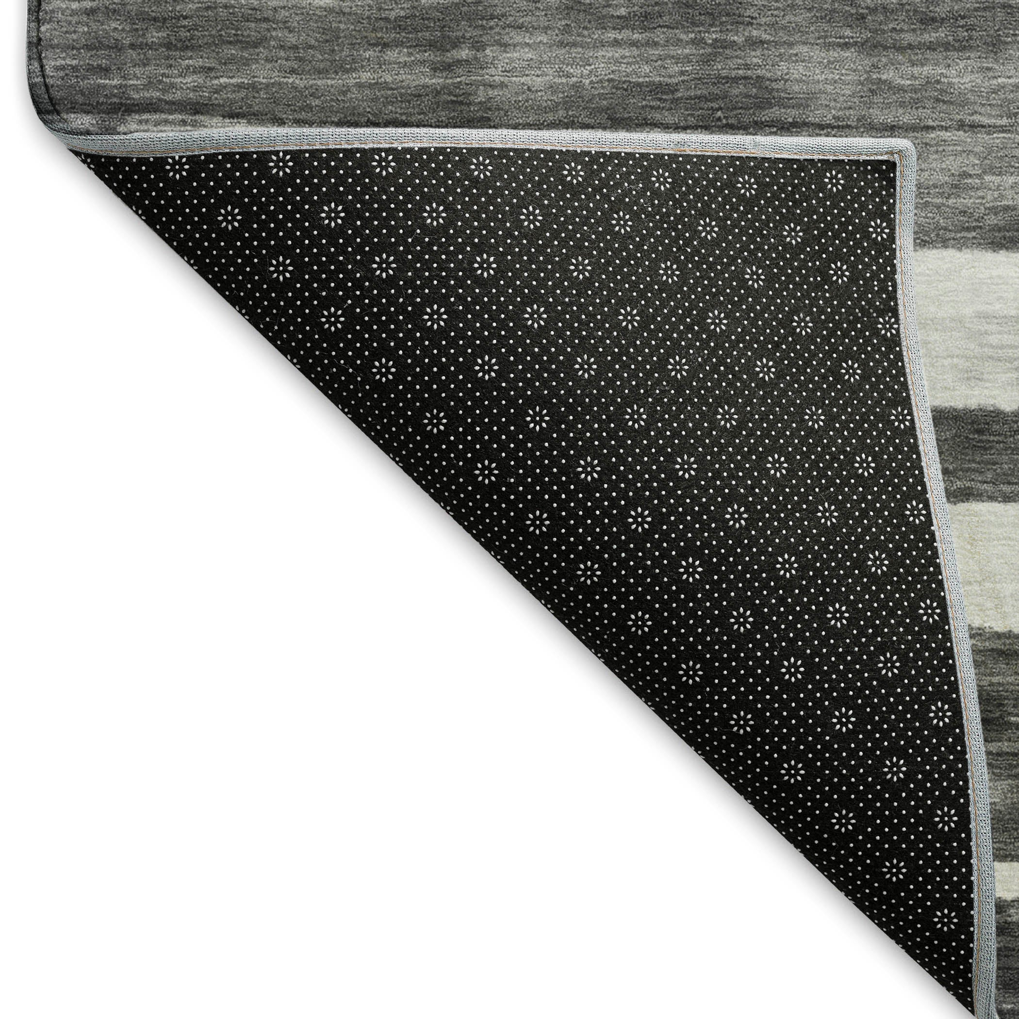 Luxury Machine Washable Indoor/Outdoor Transitional NO16 Charcoal Gray Rug 1'8" x 2'6" #shape_Rectangle