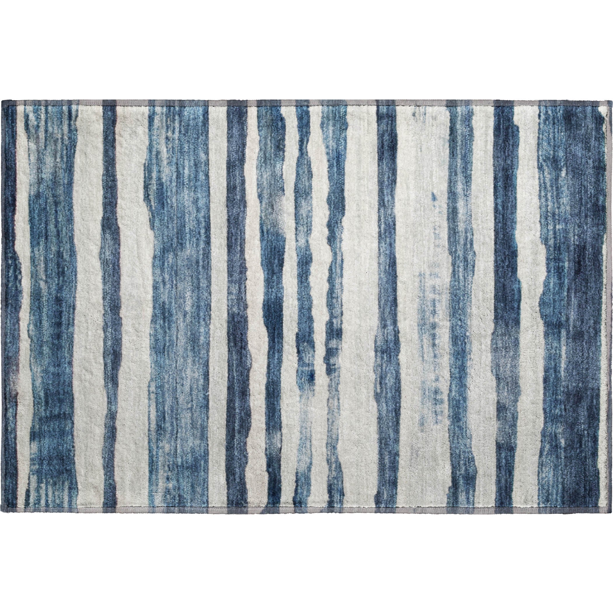 Luxury Machine Washable Indoor/Outdoor Transitional NO16 Denim Blue Rug 1'8" x 2'6" #shape_Rectangle
