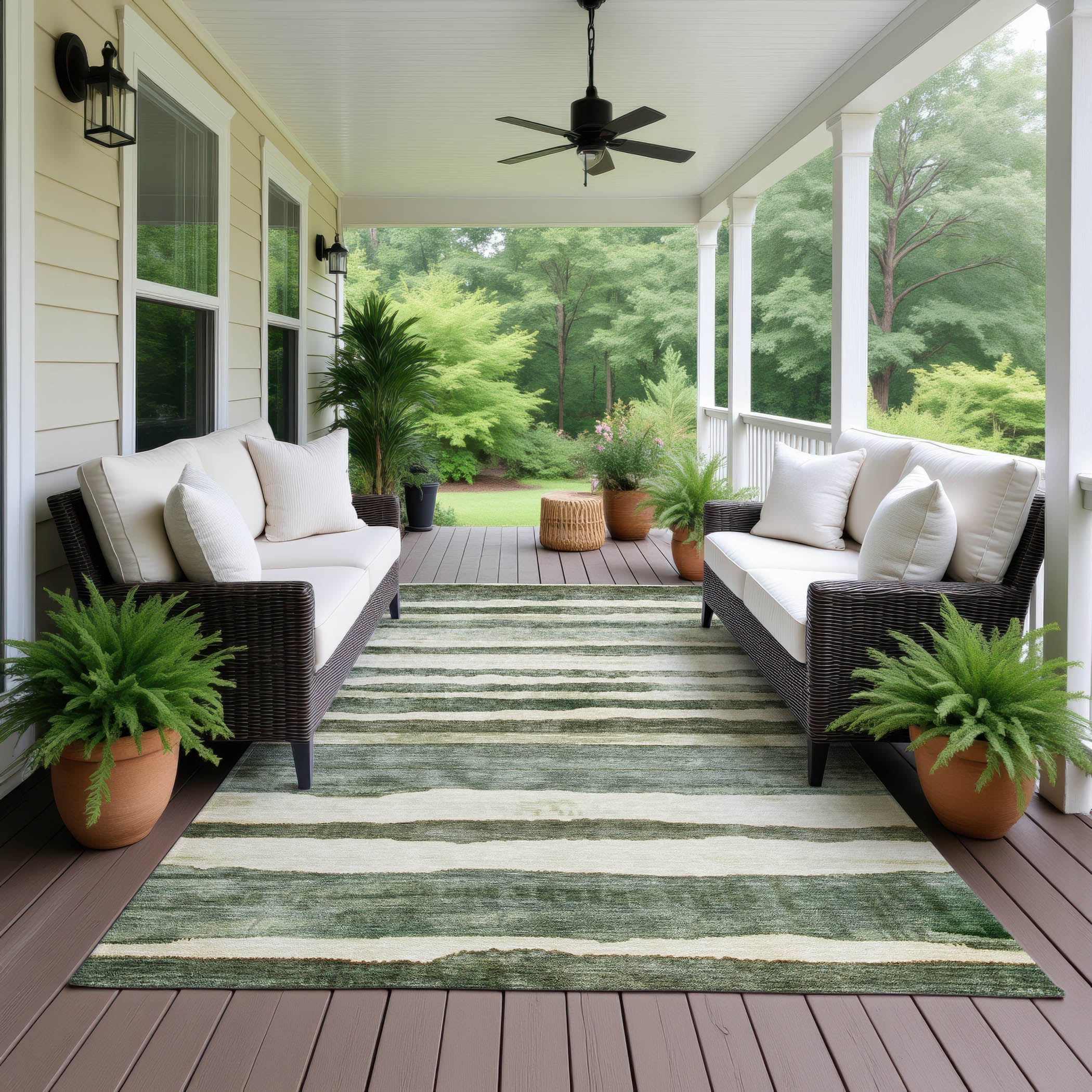 Luxury Machine Washable Indoor/Outdoor Transitional NO16 Sage Green Rug 2'6" x 3'10" #shape_Rectangle