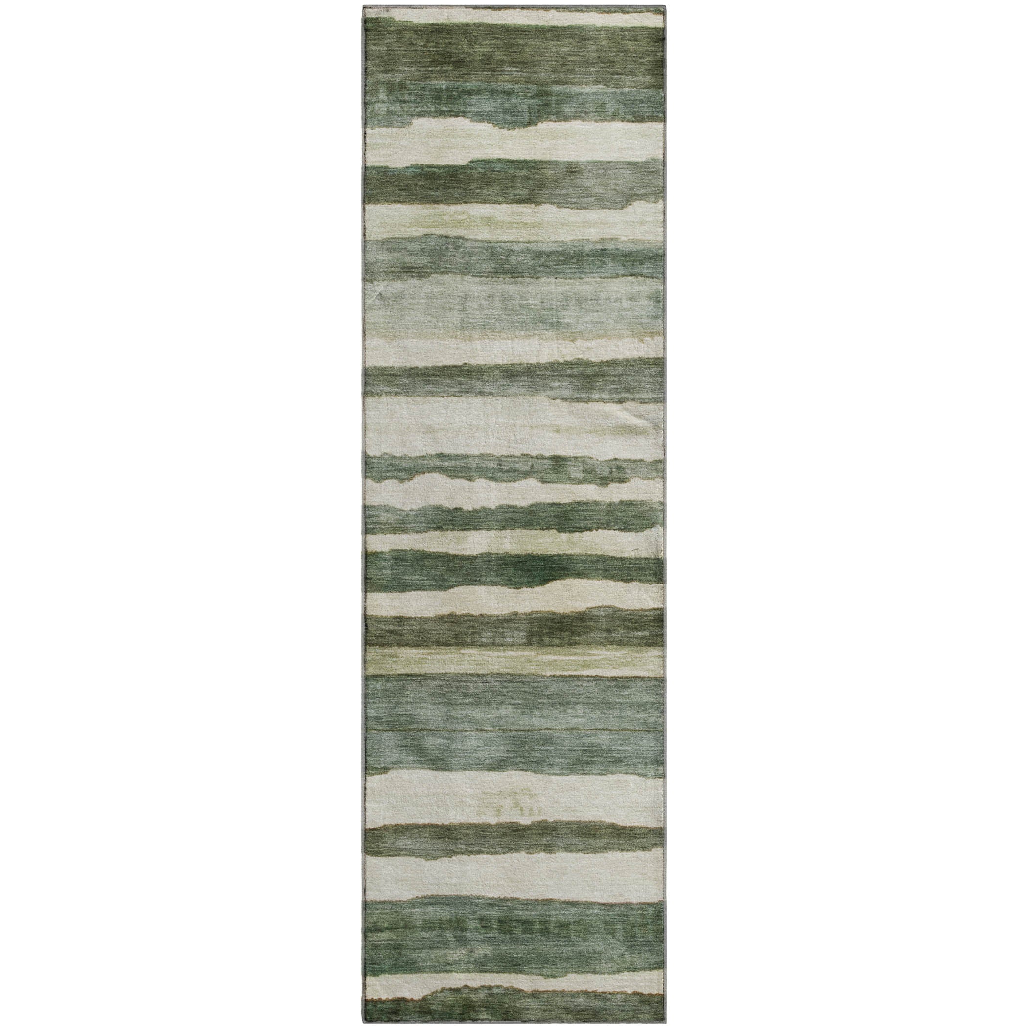 Luxury Machine Washable Indoor/Outdoor Transitional NO16 Sage Green Rug 2'3" x 7'6" #shape_Runner