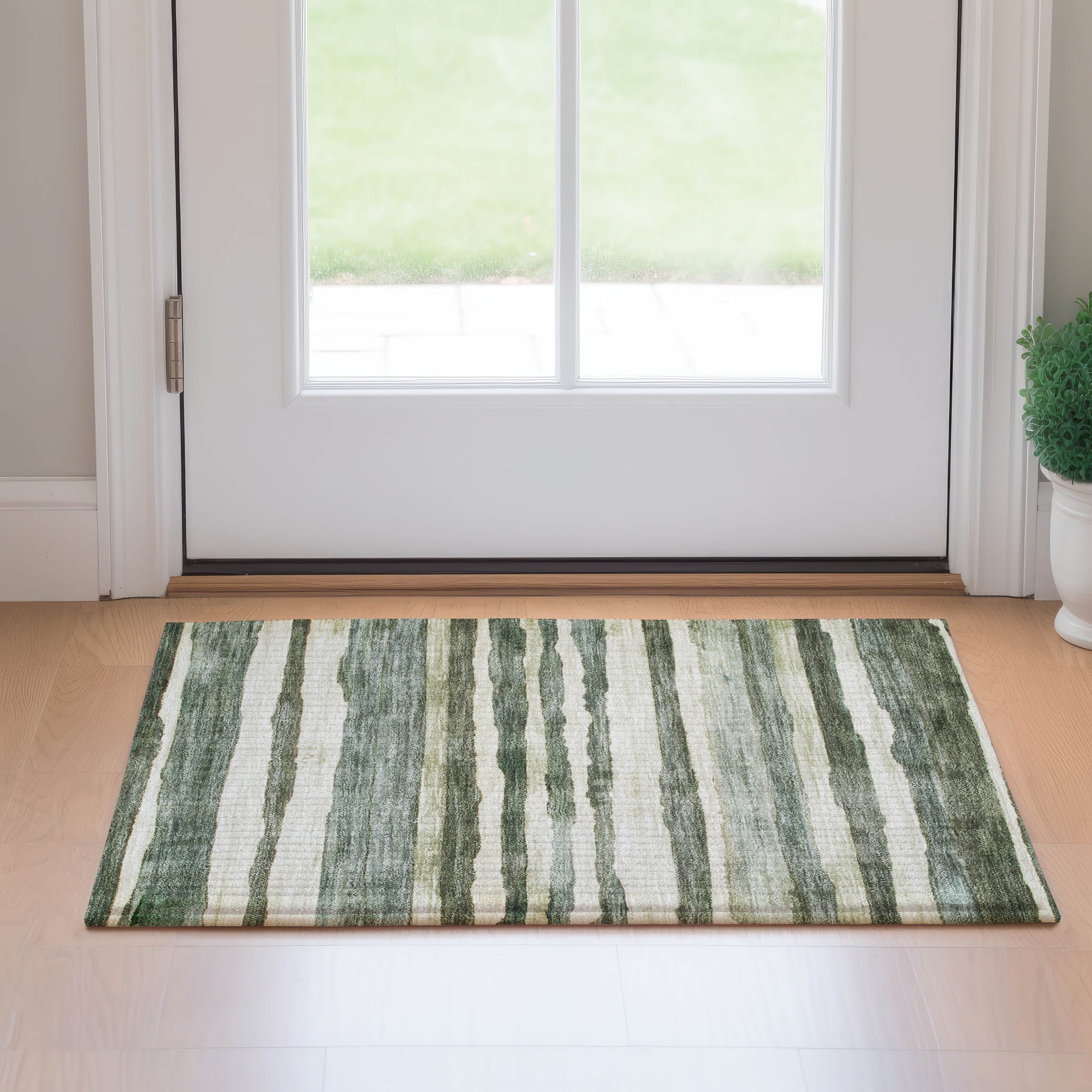 Luxury Machine Washable Indoor/Outdoor Transitional NO16 Sage Green Rug 1'8" x 2'6" #shape_Rectangle