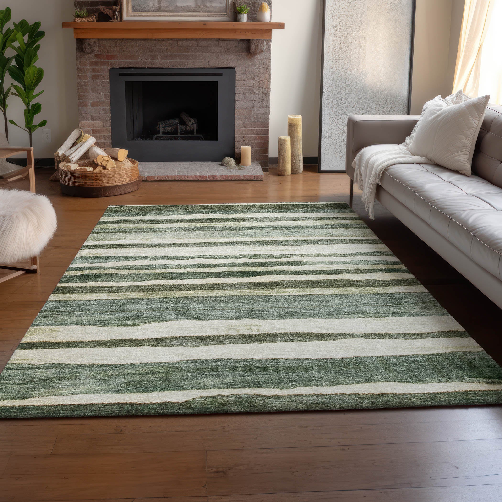Luxury Machine Washable Indoor/Outdoor Transitional NO16 Sage Green Rug 2'6" x 3'10" #shape_Rectangle