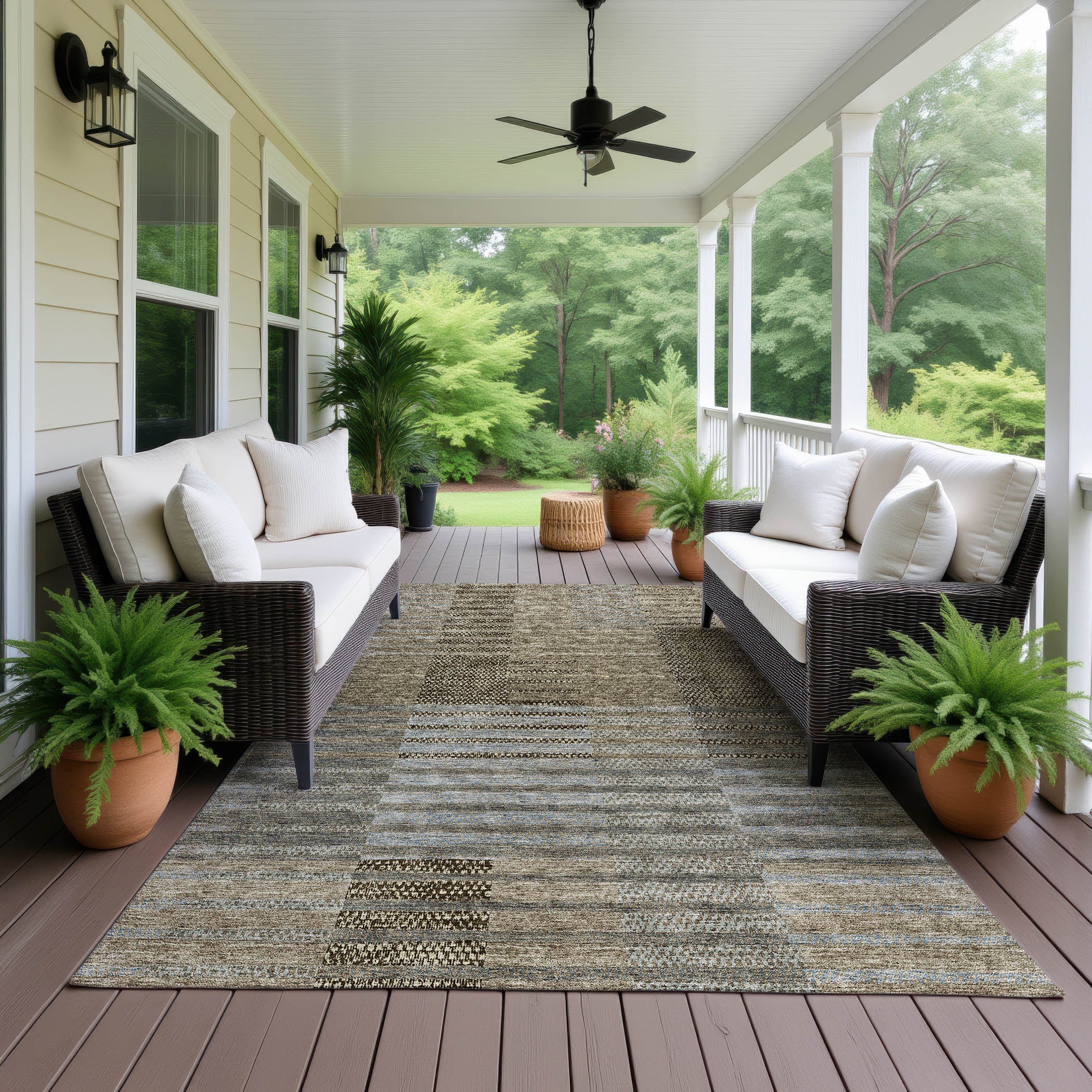 Luxury Machine Washable Indoor/Outdoor Transitional NO17 Taupe Brown Rug 2'6" x 3'10" #shape_Rectangle