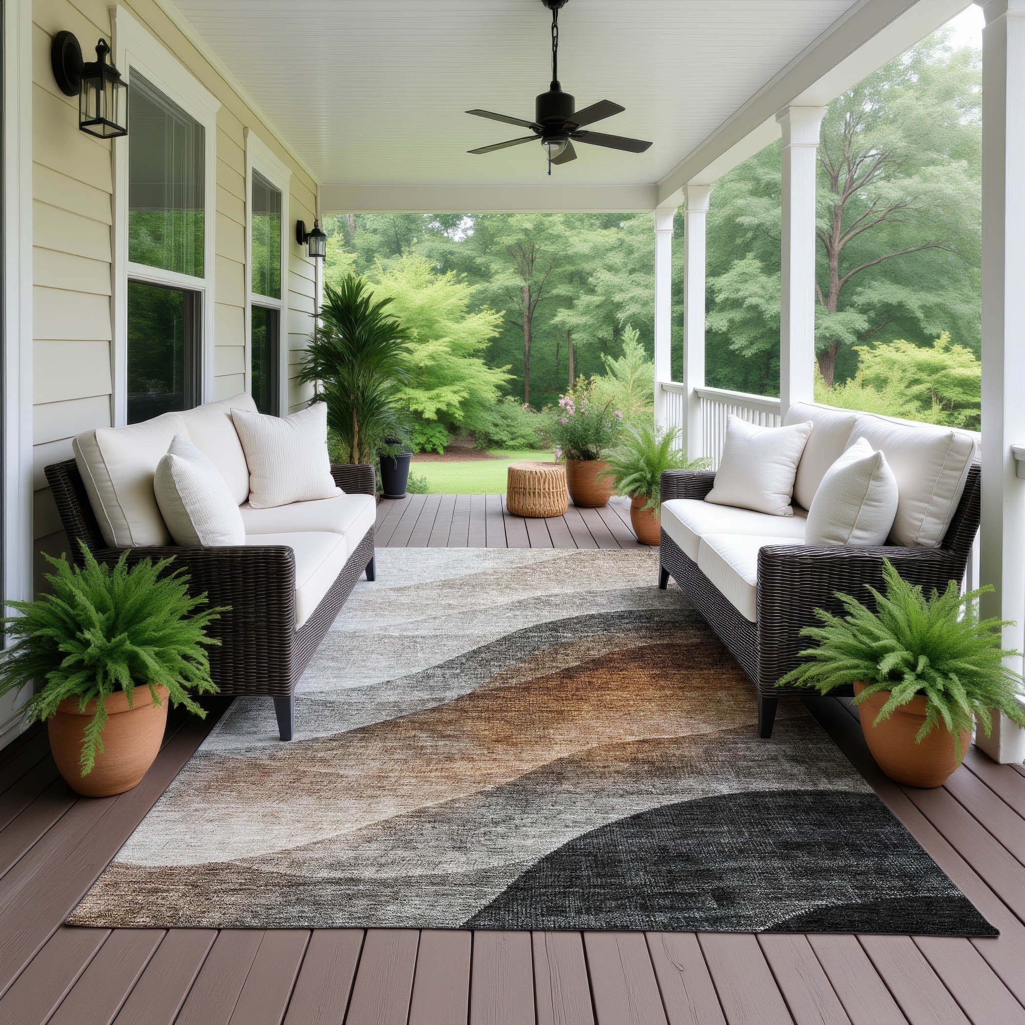 Luxury Machine Washable Indoor/Outdoor Transitional NO1 Khaki Brown Rug 2'6" x 3'10" #shape_Rectangle