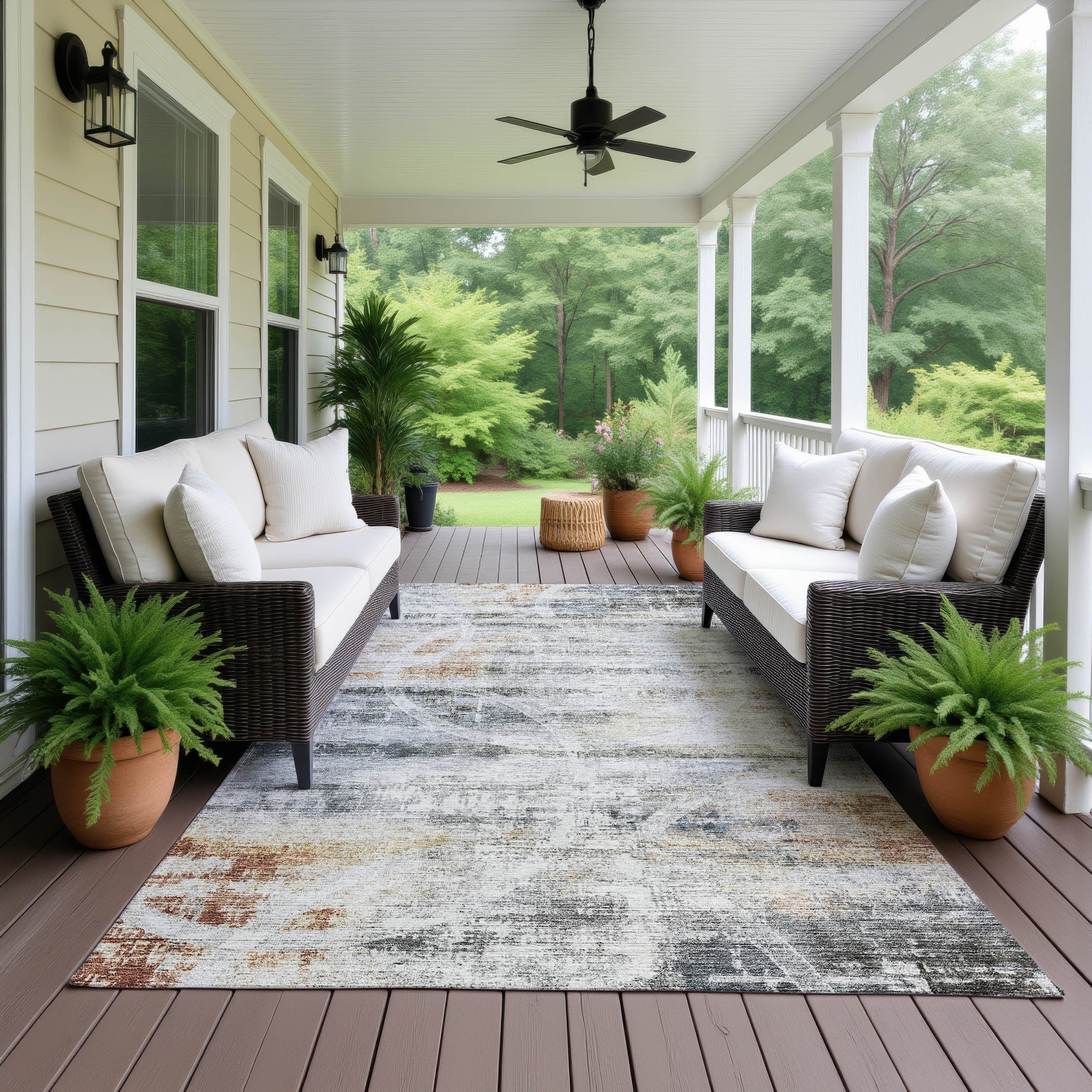 Luxury Machine Washable Indoor/Outdoor Transitional NO3 Silver Gray Rug 2'6" x 3'10" #shape_Rectangle