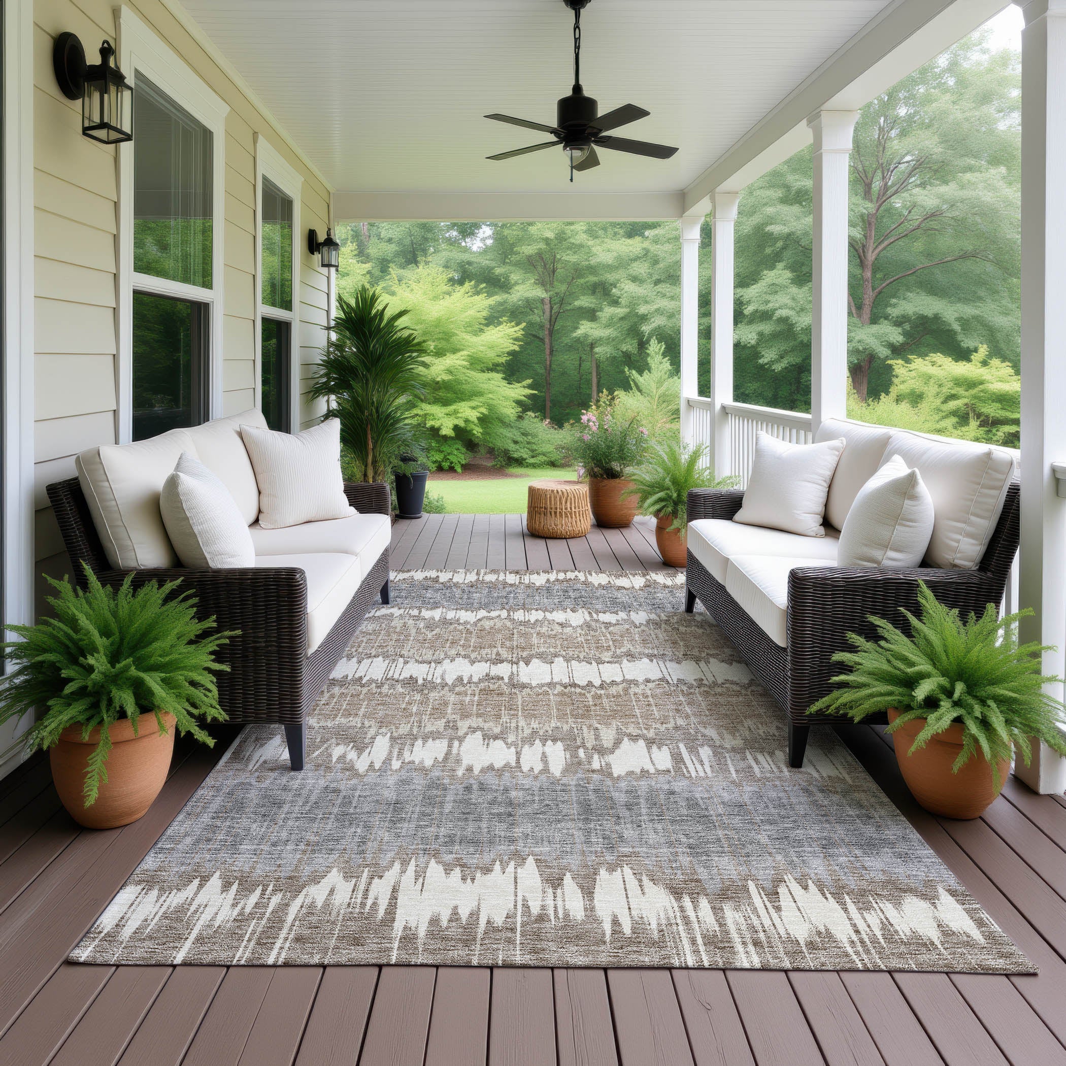 Luxury Machine Washable Indoor/Outdoor Transitional NO9 Taupe Brown Rug 2'6" x 3'10" #shape_Rectangle