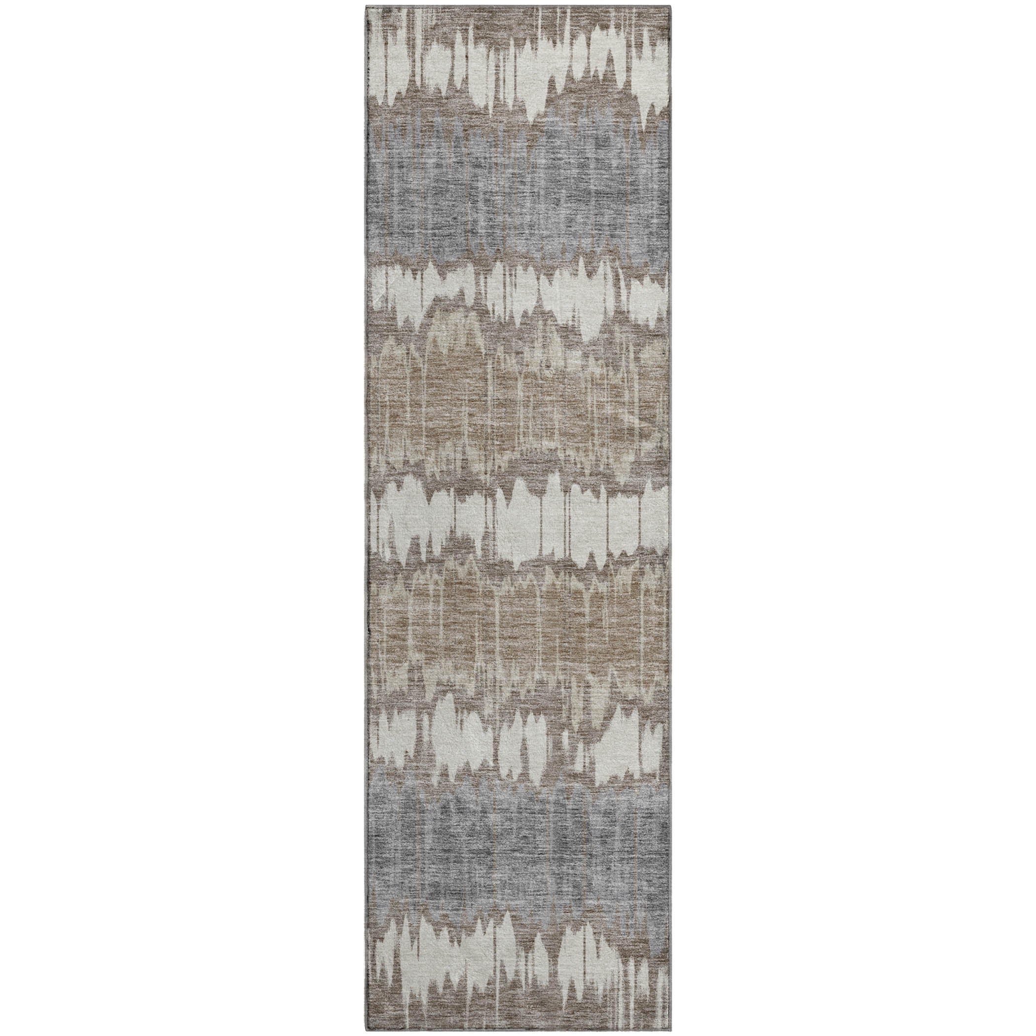 Luxury Machine Washable Indoor/Outdoor Transitional NO9 Taupe Brown Rug 2'3" x 7'6" #shape_Runner