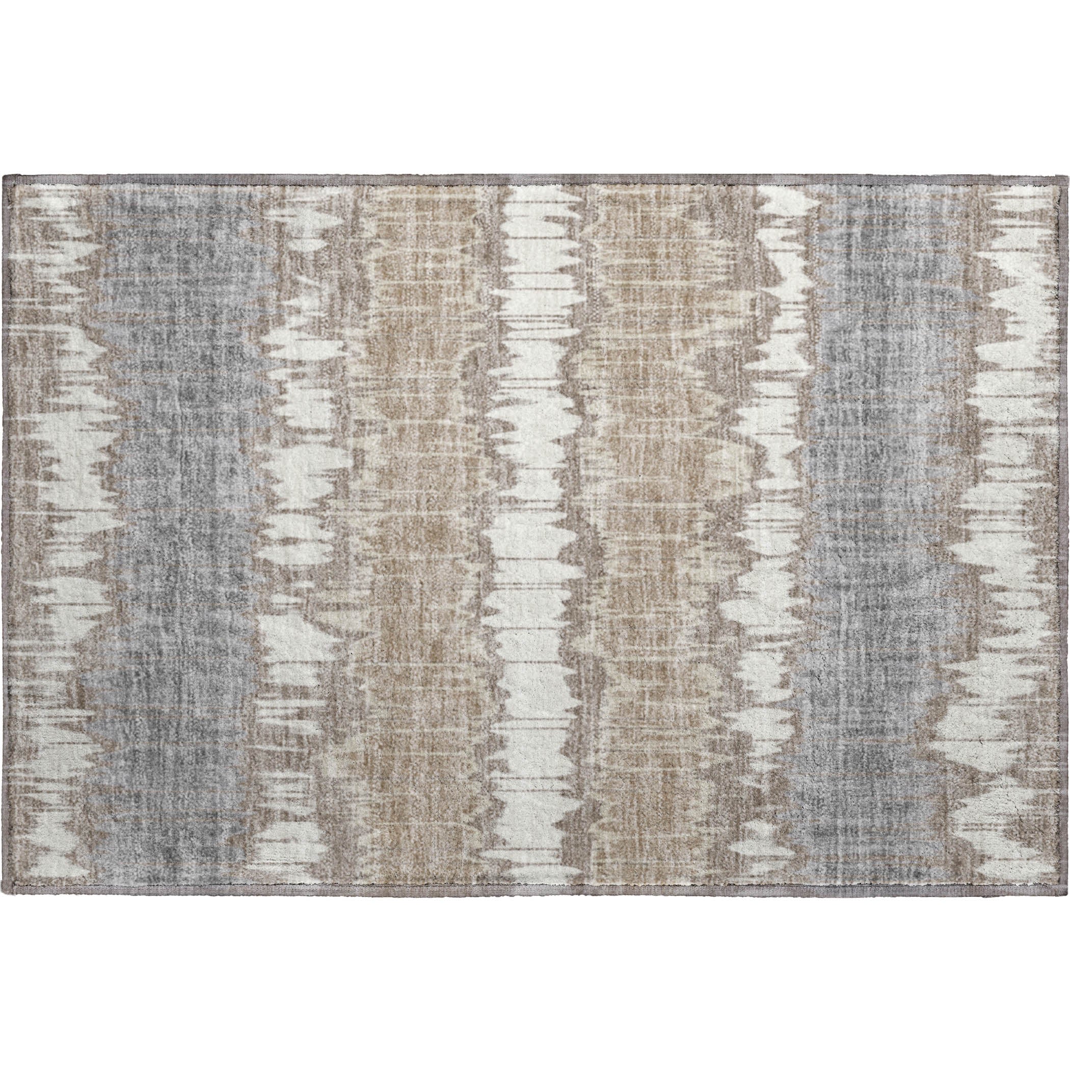 Luxury Machine Washable Indoor/Outdoor Transitional NO9 Taupe Brown Rug 1'8" x 2'6" #shape_Rectangle