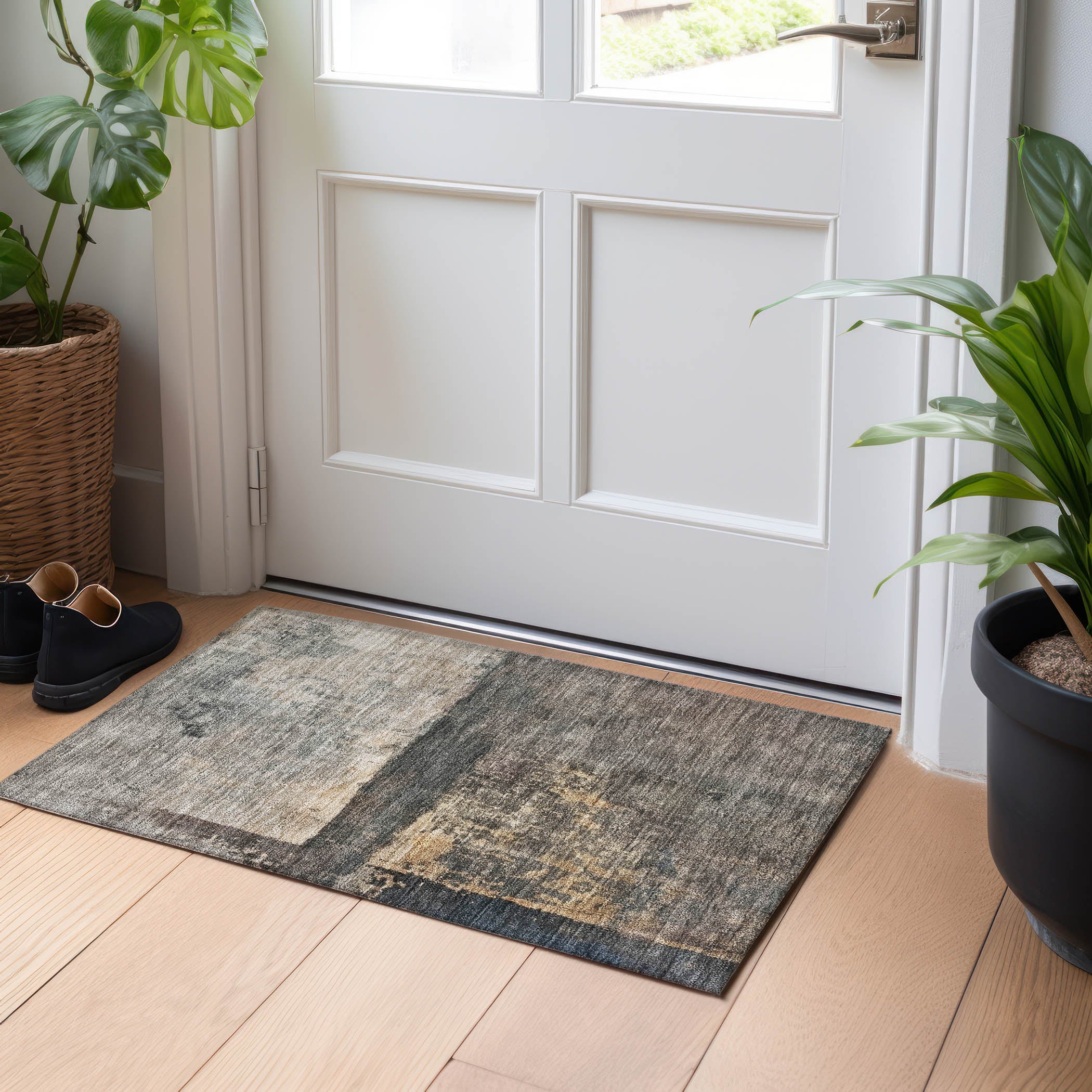Indoor/Outdoor Contemporary NV16 Coffee Brown Rug 1'8" x 2'6" #shape_Rectangle