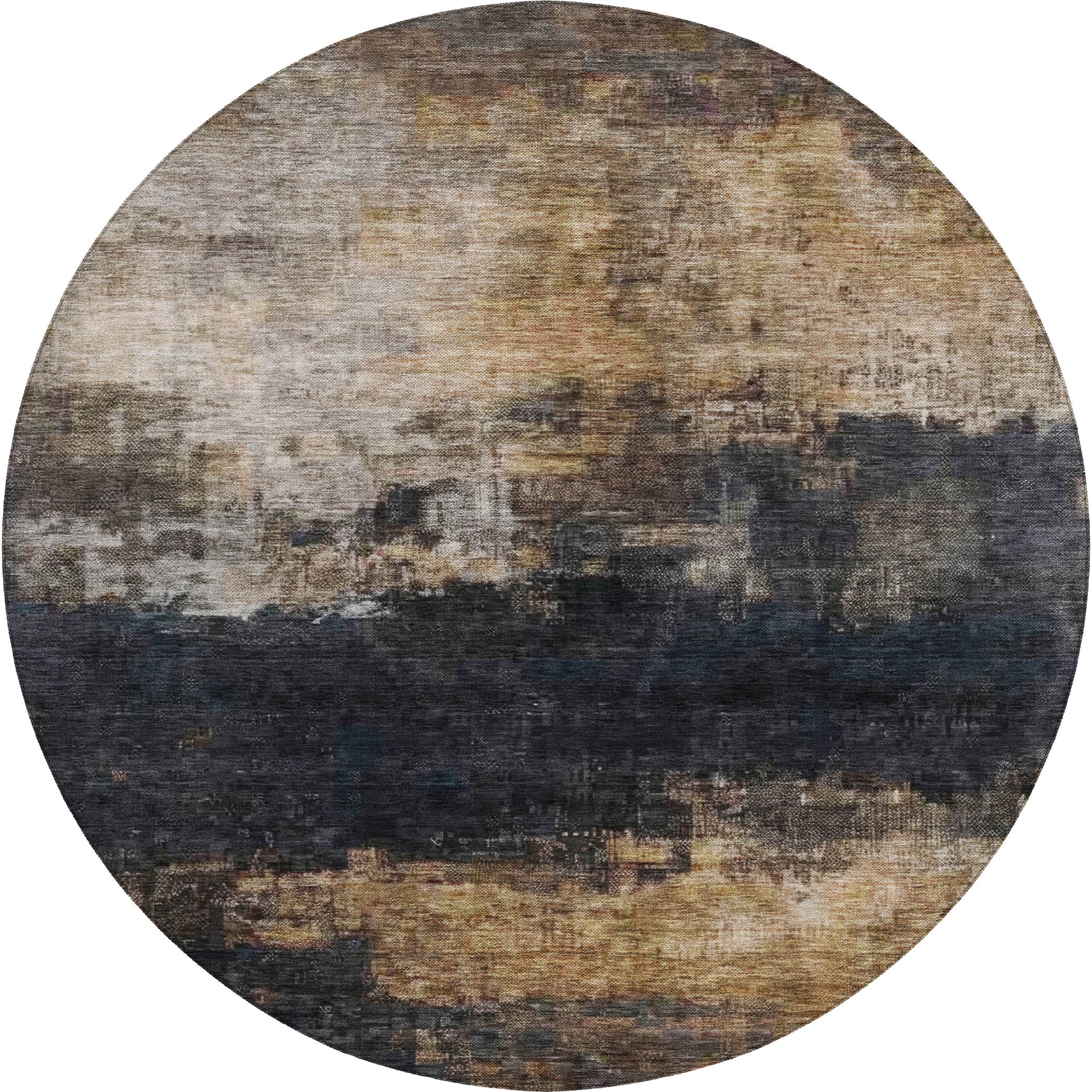 Indoor/Outdoor Contemporary NV17 Charcoal Gray Rug 8' x 8' #shape_Round