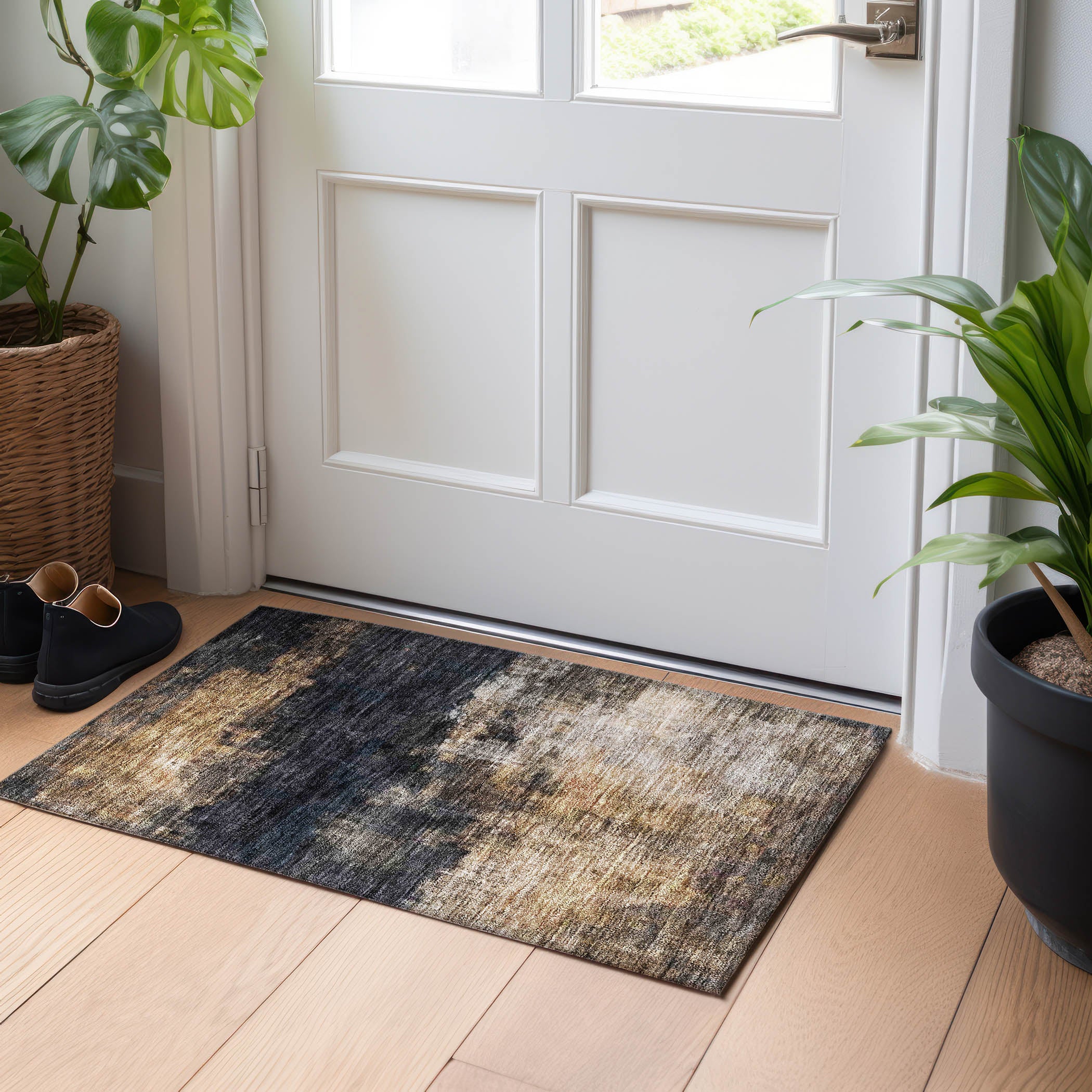 Indoor/Outdoor Contemporary NV17 Charcoal Gray Rug 1'8" x 2'6" #shape_Rectangle