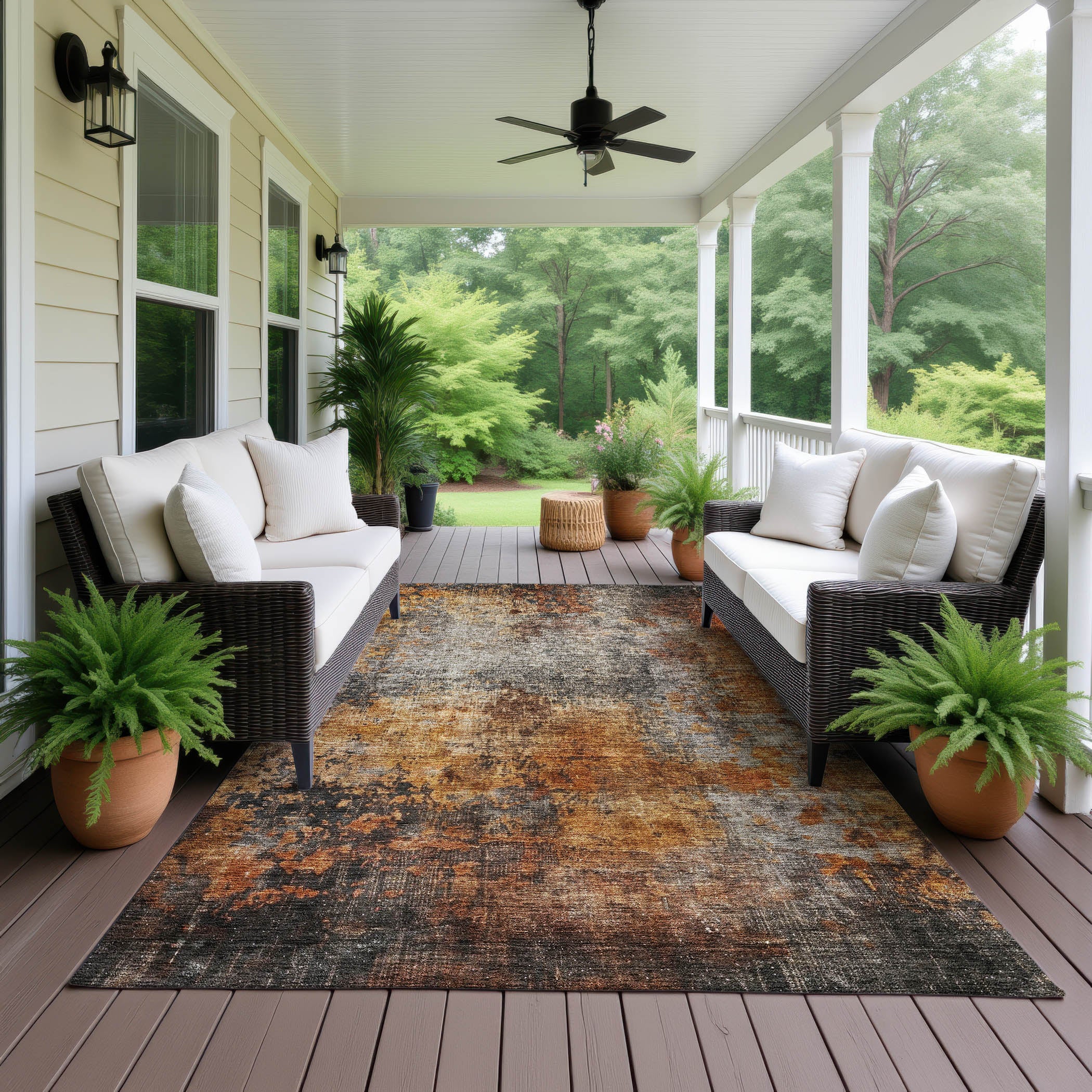 Indoor/Outdoor Contemporary NV18 Paprika Orange Rug 2'6" x 3'10" #shape_Rectangle