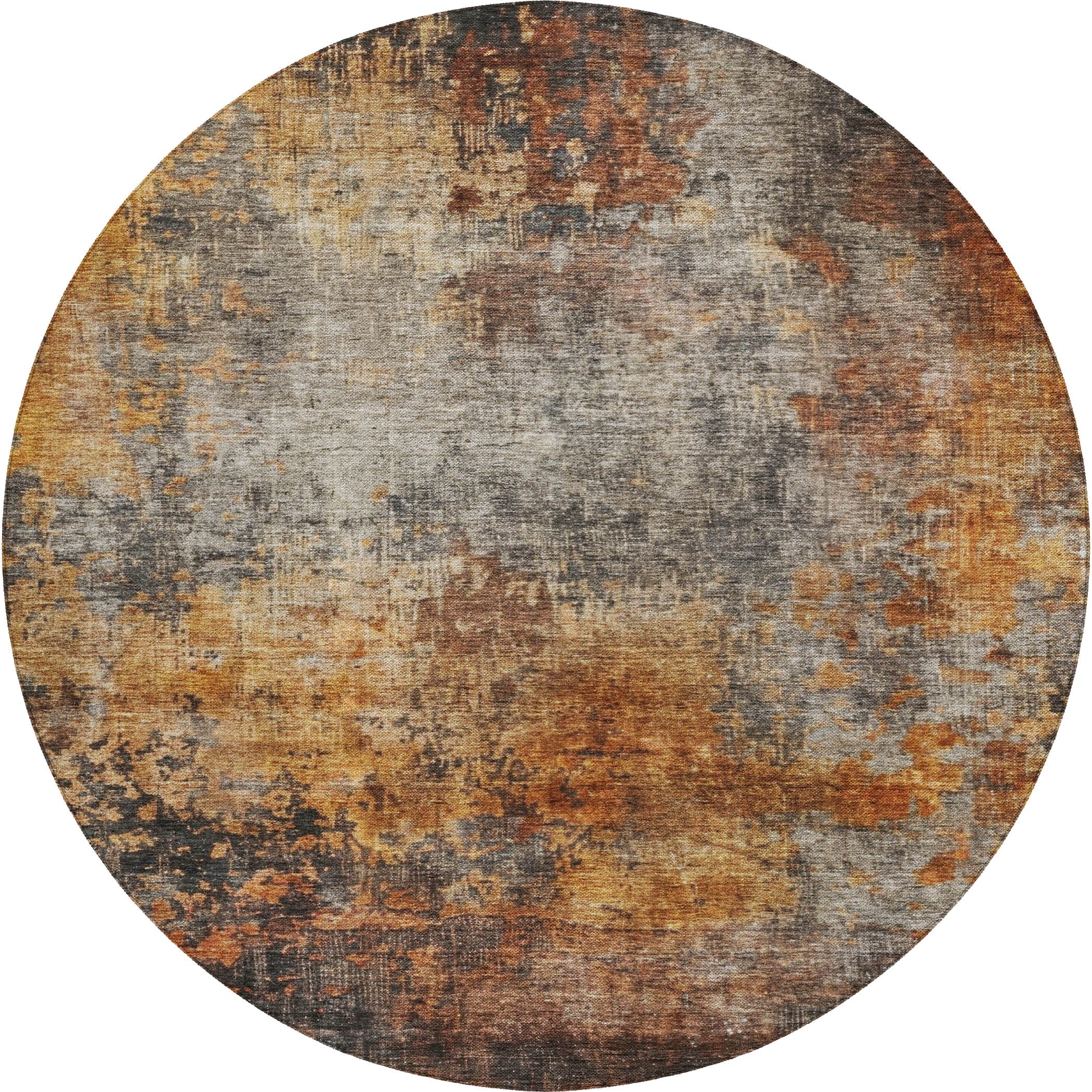 Indoor/Outdoor Contemporary NV18 Paprika Orange Rug 8' x 8' #shape_Round